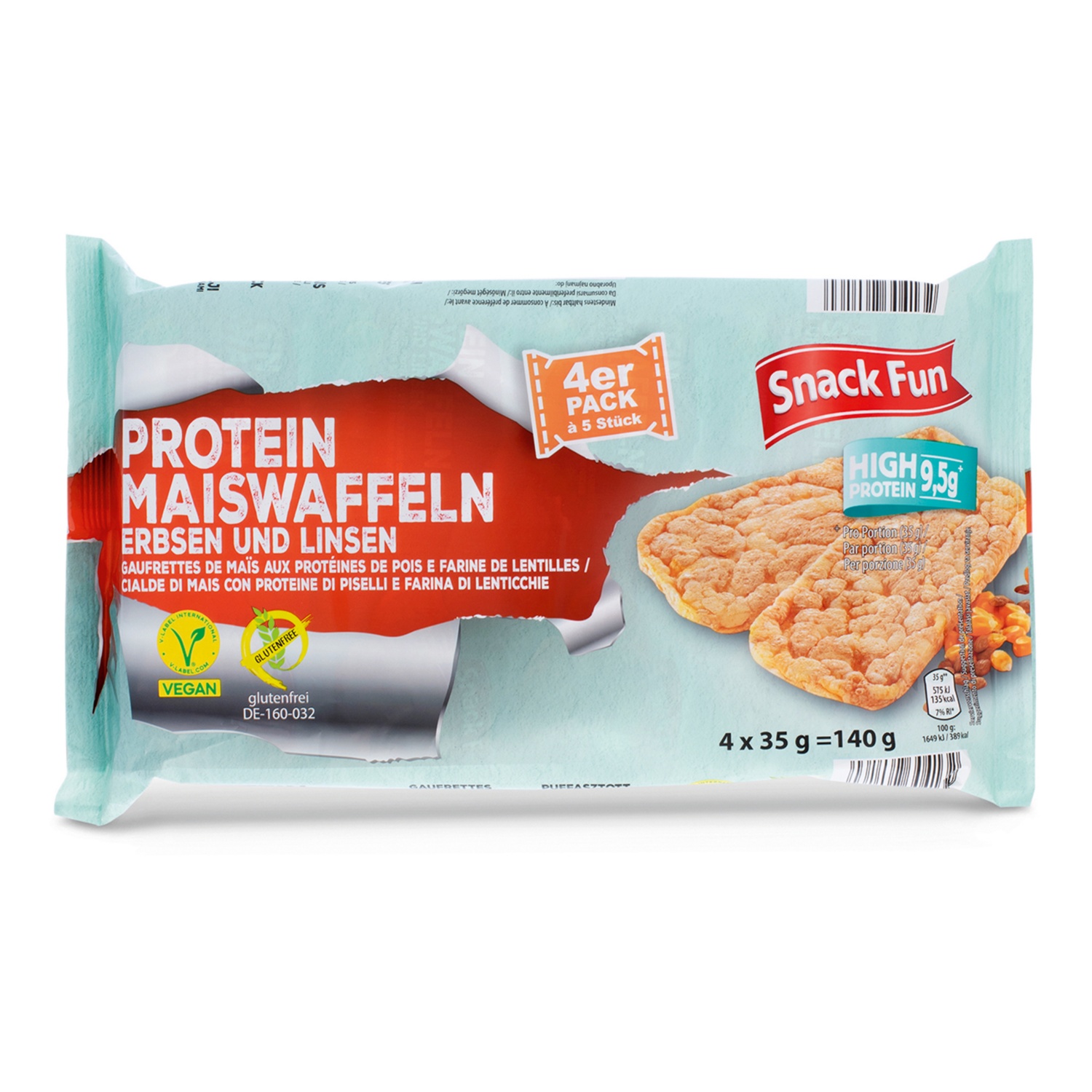 SNACK FUN Protein Reis-/Maiswaffeln, Linsen