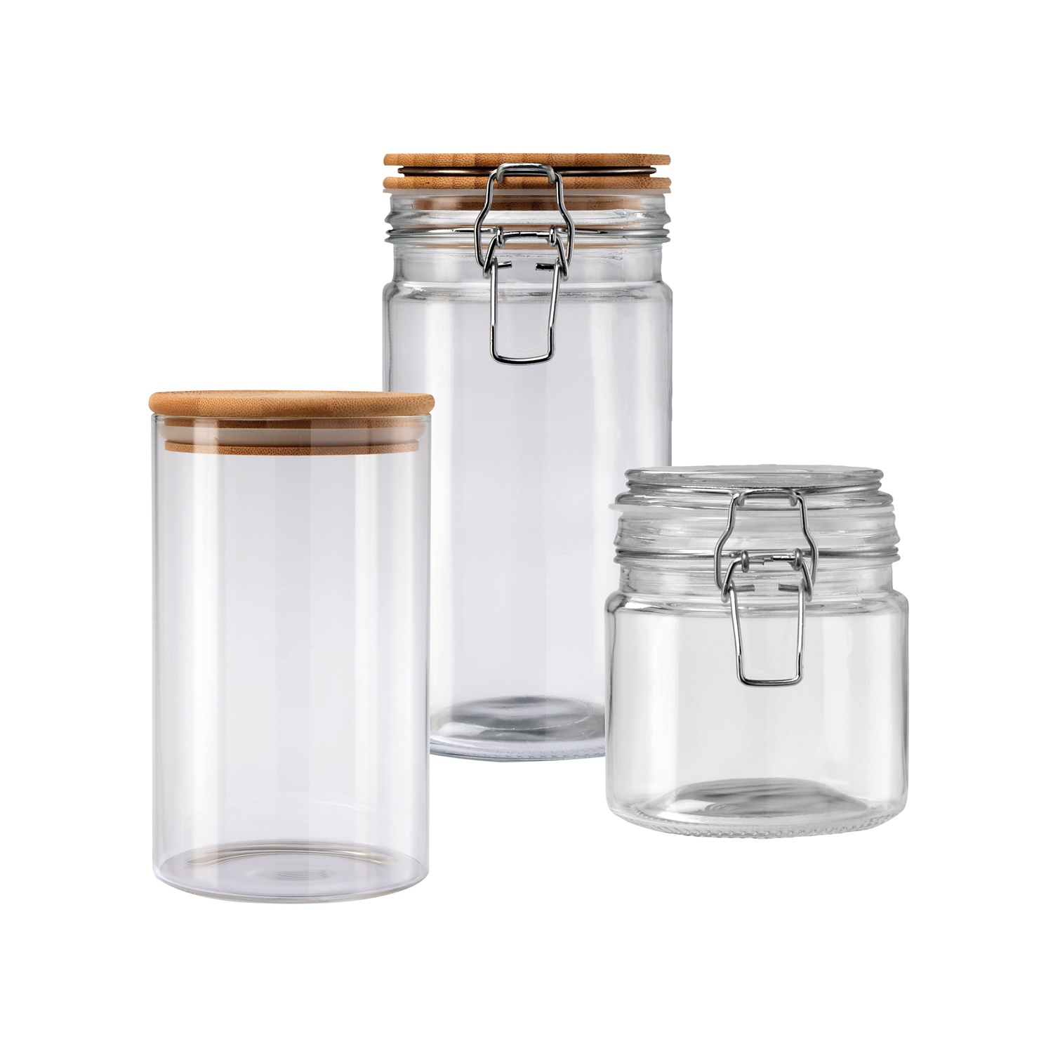 Stock disponibile Set di barattoli da cucina in 3 misure barattoli