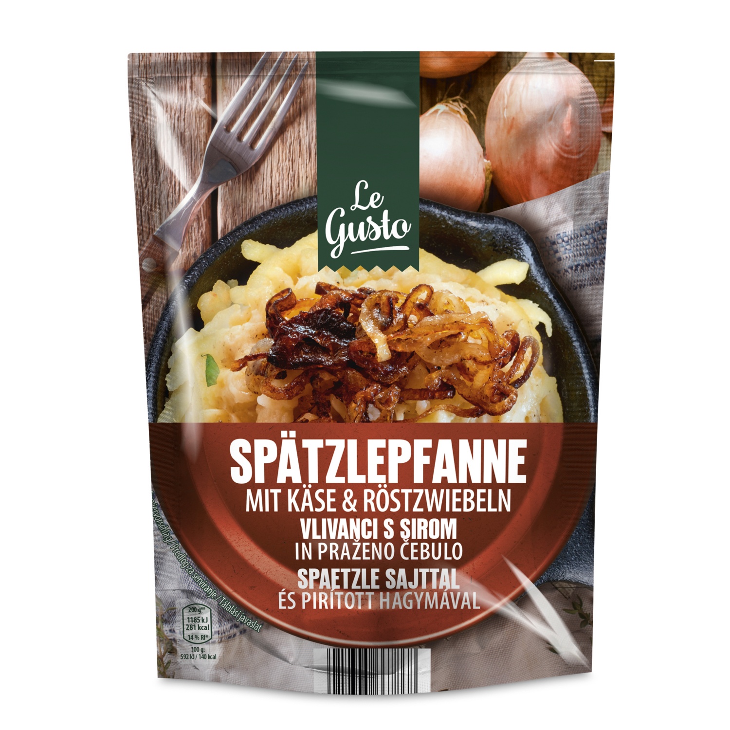 LE GUSTO Spätzle tésztaétel, 145 g, sajtos-hagymás