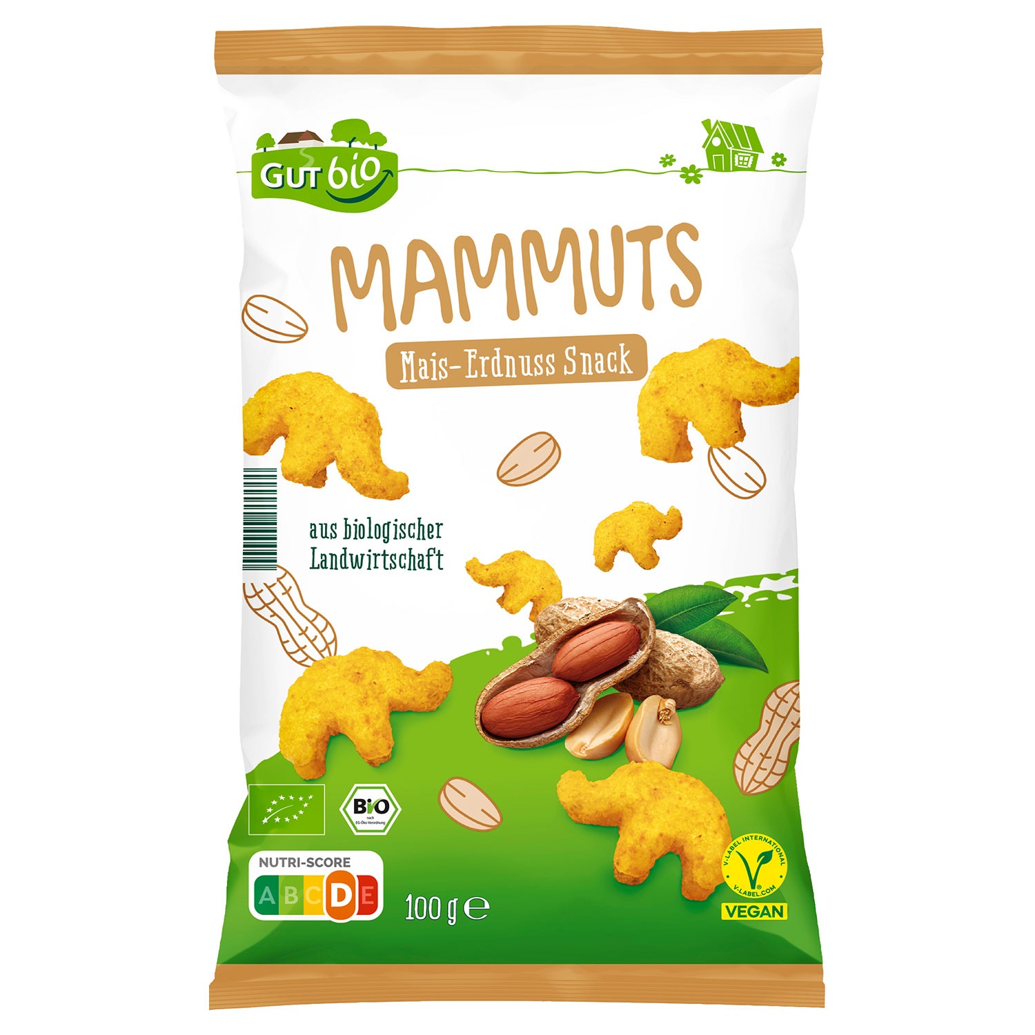 GUT BIO Bio-Mais-Erdnuss-Snack „Mammuts“ 100 g