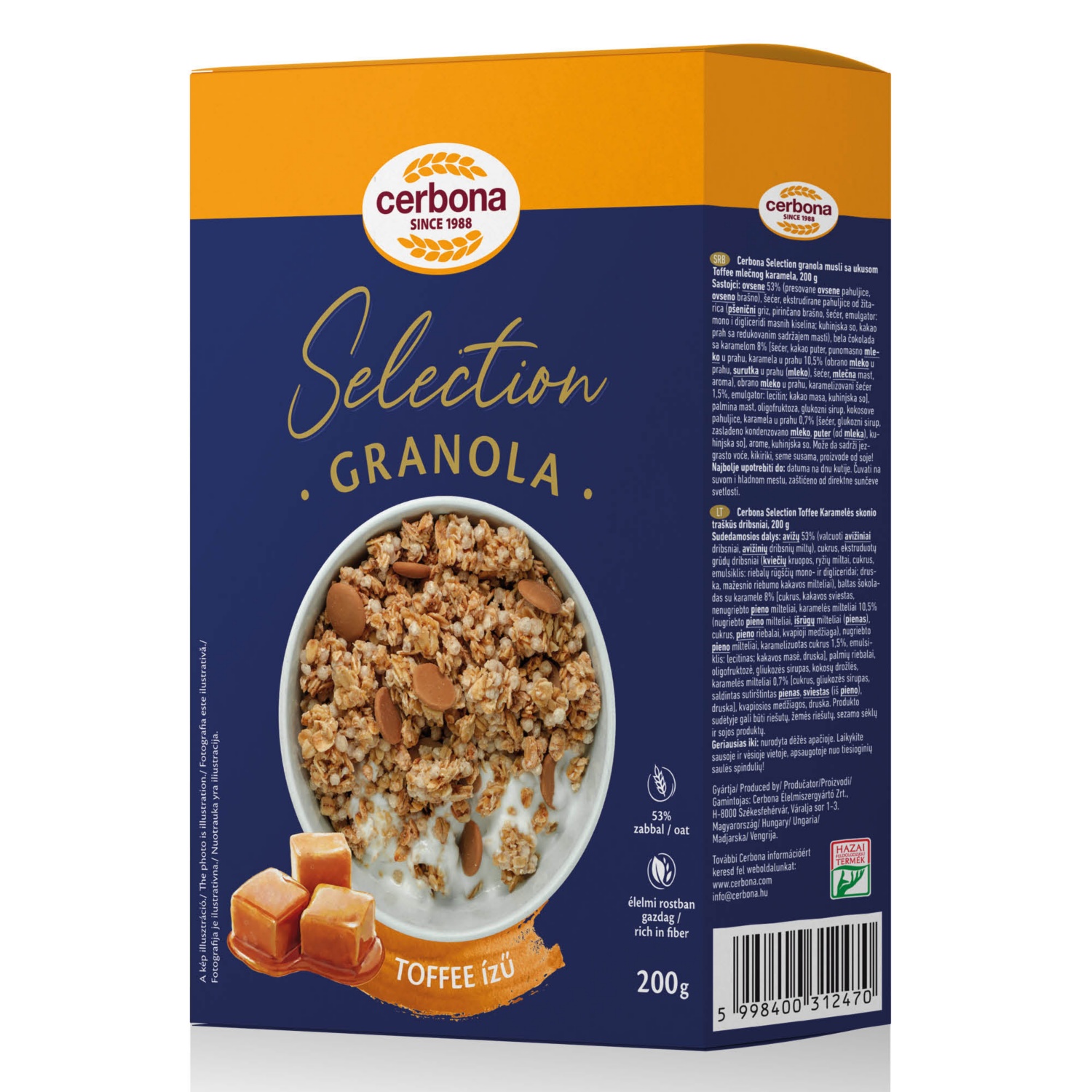 CERBONA Selection granola, 200 g, toffee-ízű