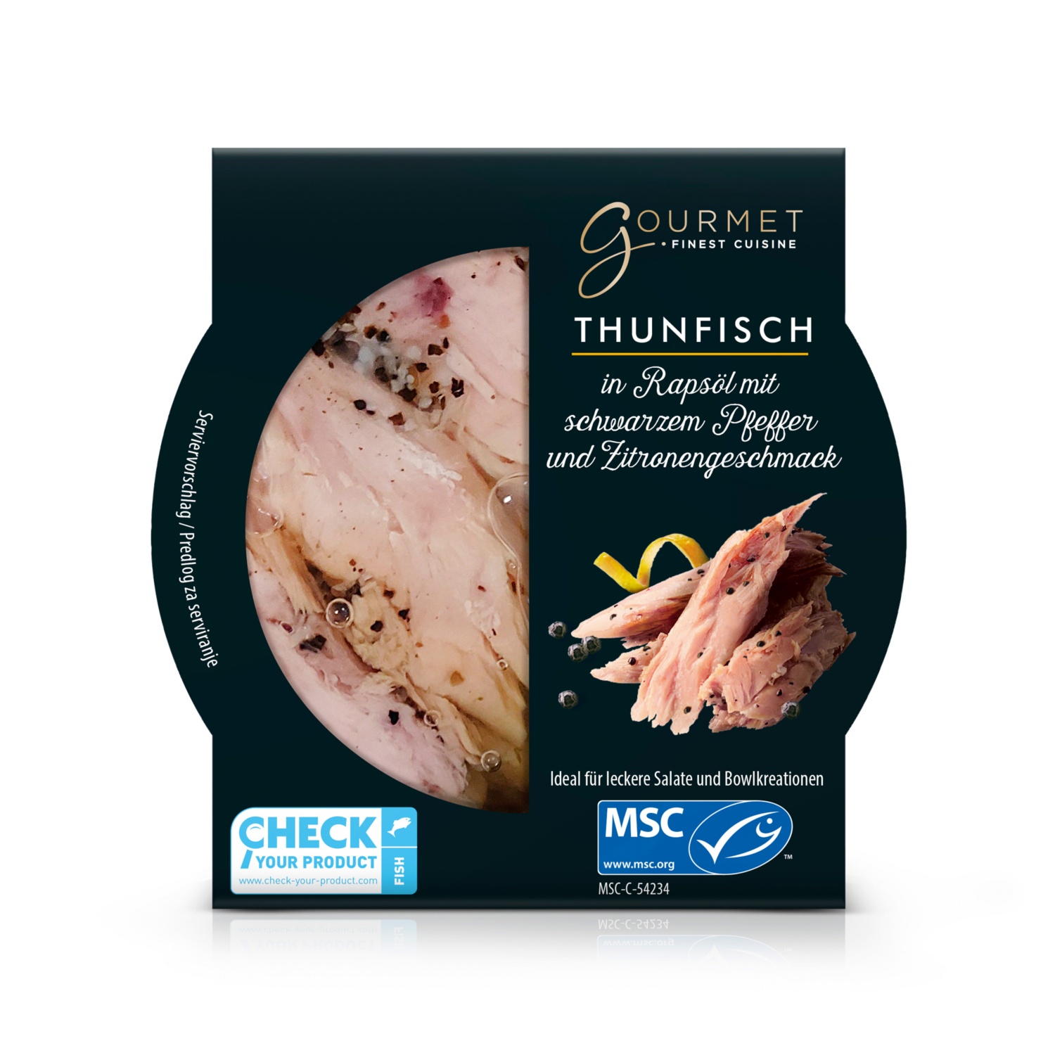 MSC Thunfischfilet Mix in Rapsöl mit schwarzem Pfeffer und Zitrone
