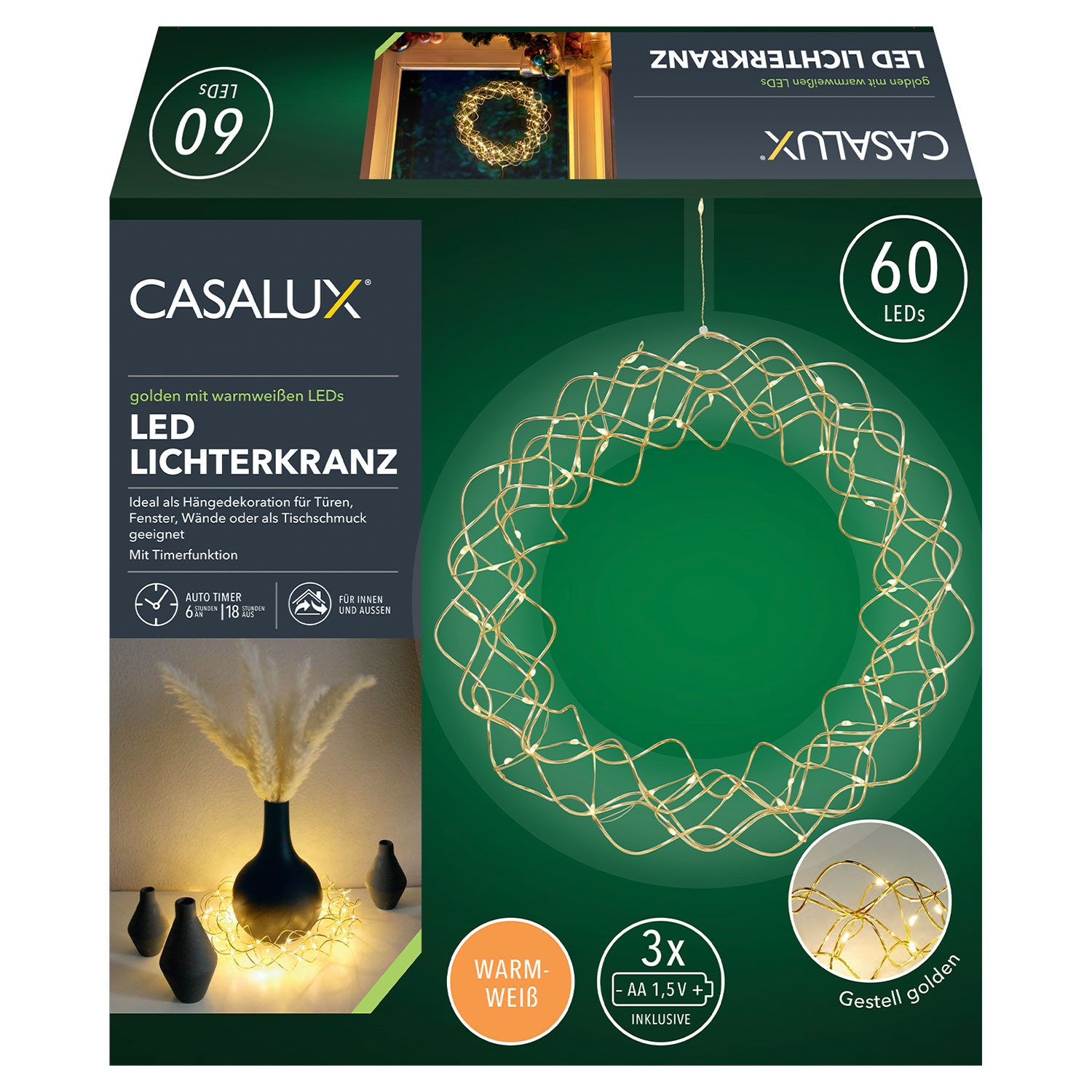 CASALUX LED-Lichterkranz, 60 LEDs