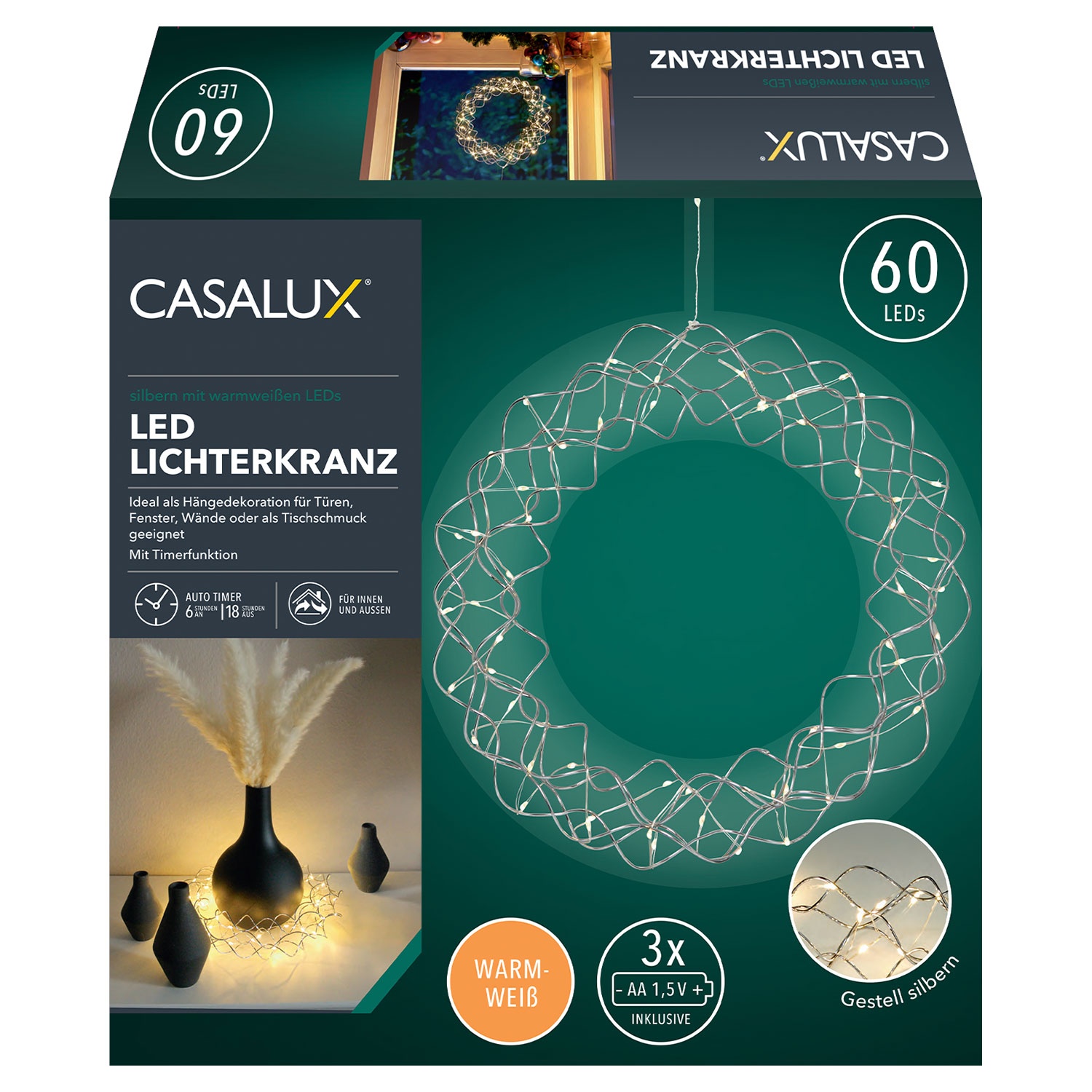 CASALUX LED-Lichterkranz, 60 LEDs