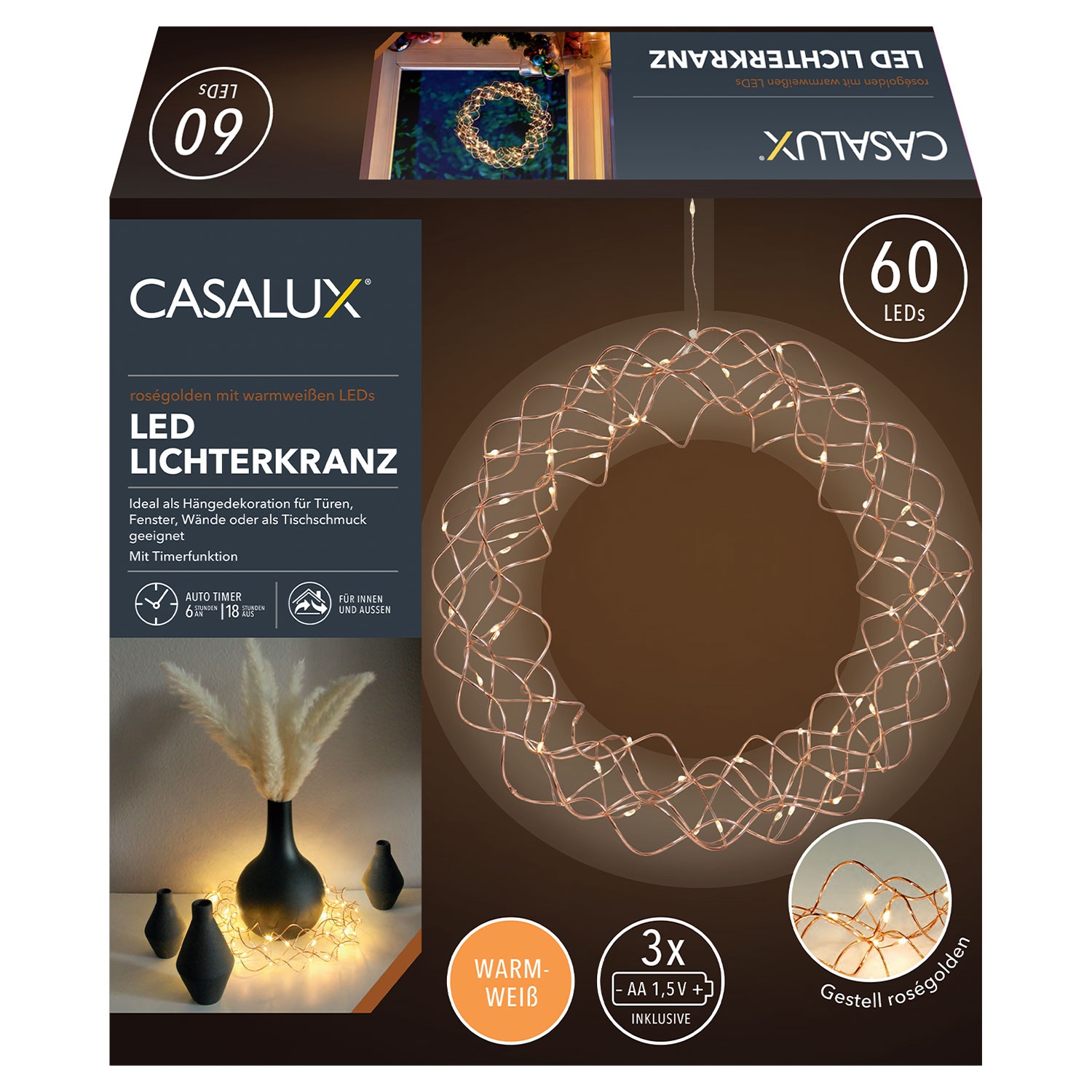 CASALUX LED-Lichterkranz, 60 LEDs