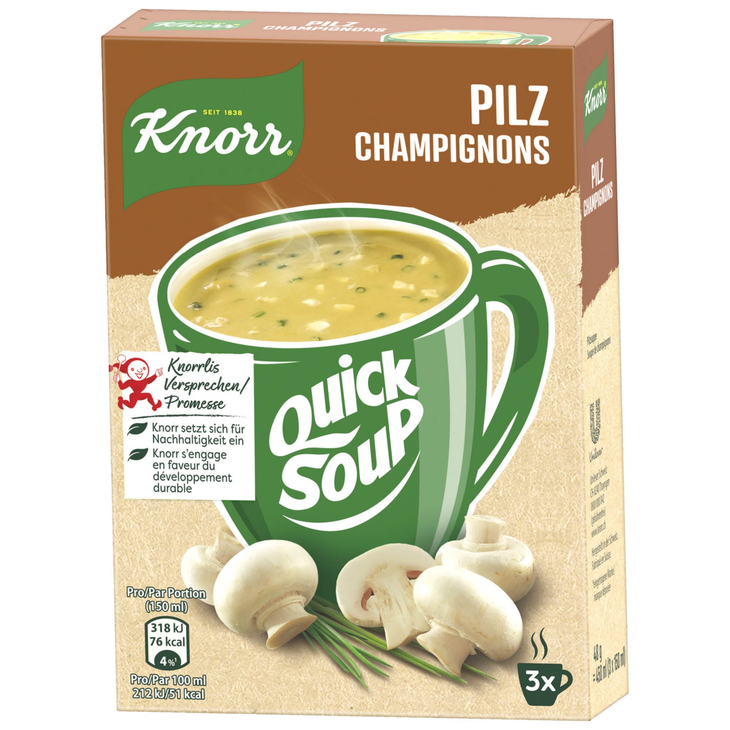 KNORR Trio de soupes instantanées, champignons