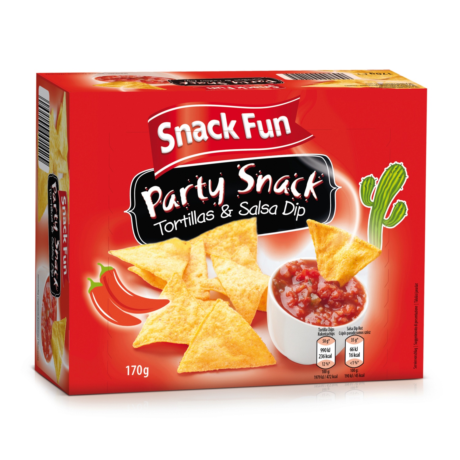 SNACK FUN Tortilla Snack Box con salsa piccante