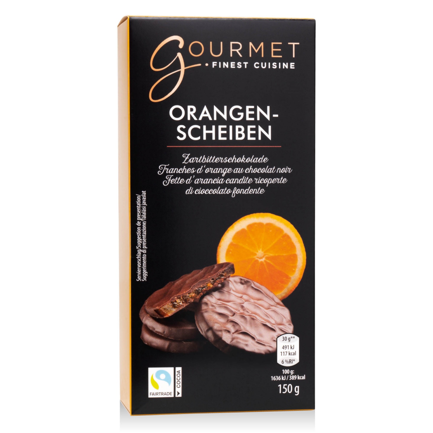 GOURMET Orangenscheiben in Schokolade, Zartbitter