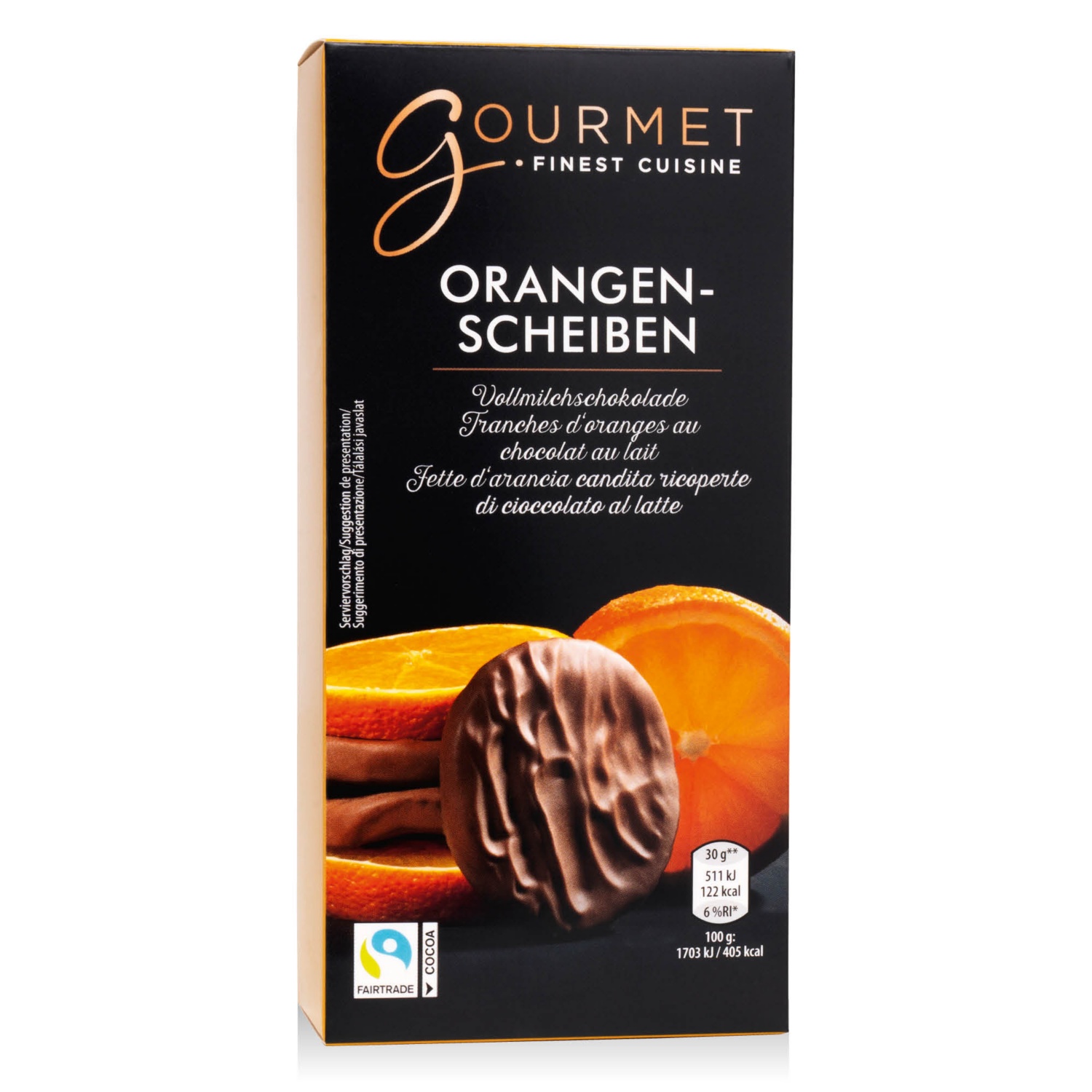 GOURMET Orangenscheiben in Schokolade, Vollmilch