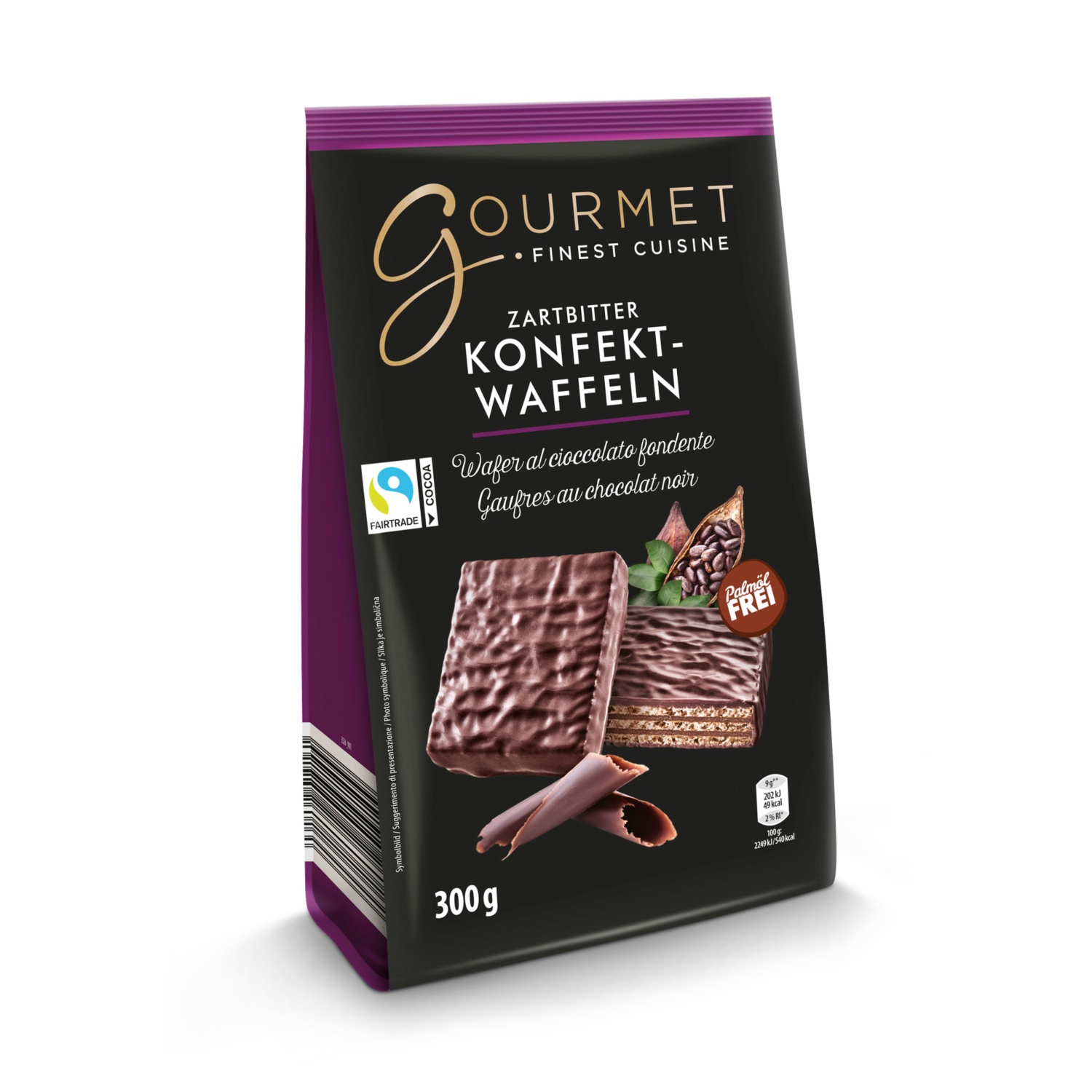 GOURMET Wafer al cioccolato fondente con copertura al cioccolato