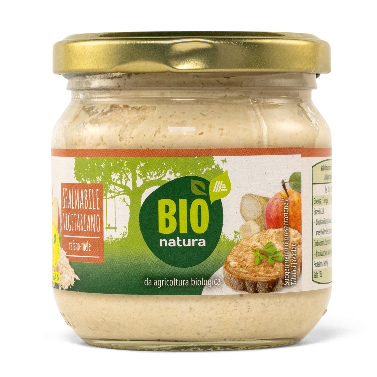 BIO NATURA Bio vegán szendvicskrém, 180 g, alma-torma
