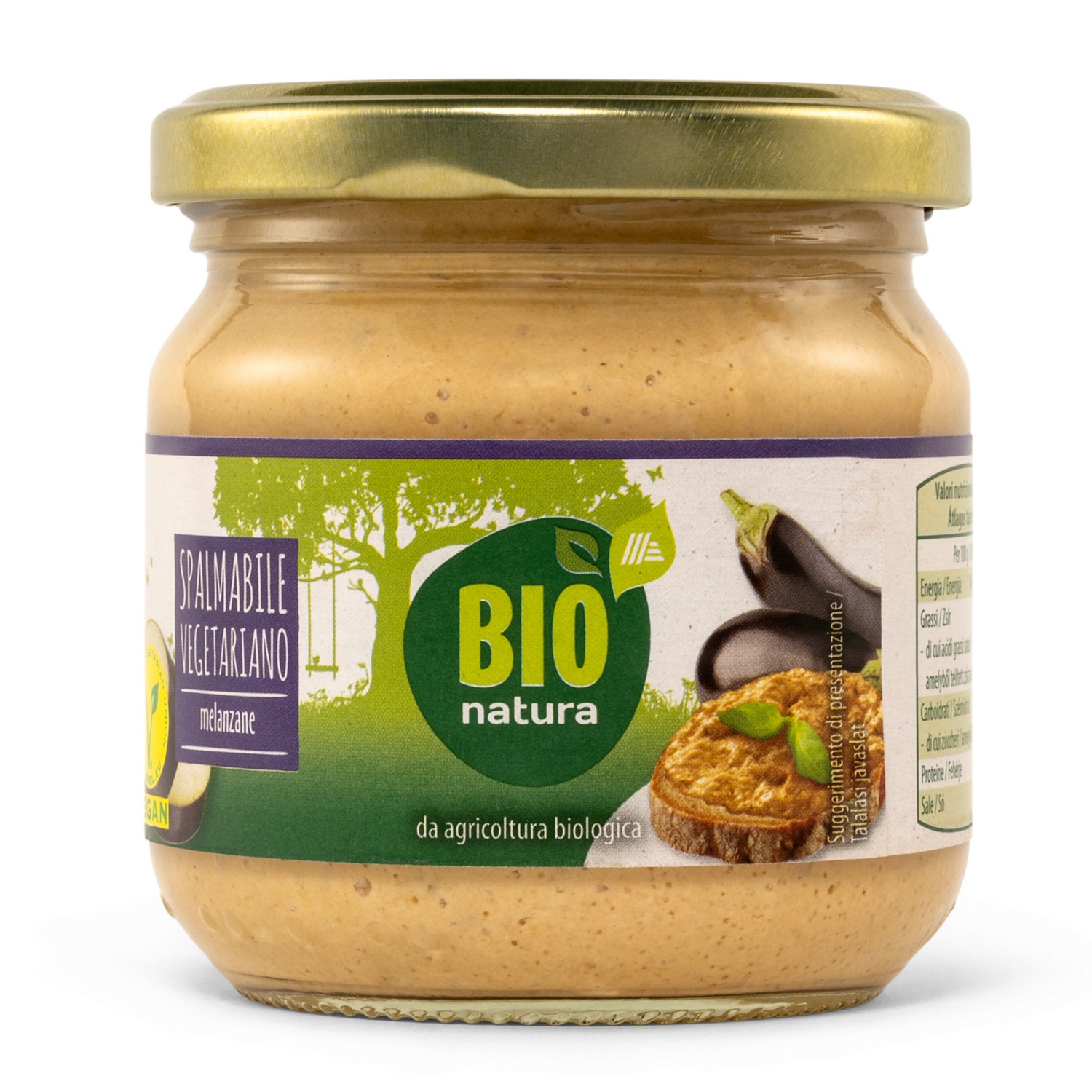 BIO NATURA Bio vegán szendvicskrém, 180 g, padlizsán