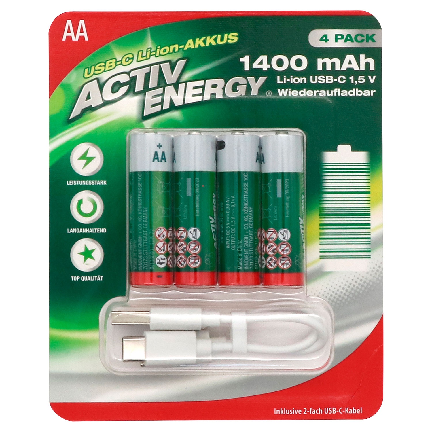 ACTIV ENERGY USB-C-Li-Ion-Akku 1,5 V