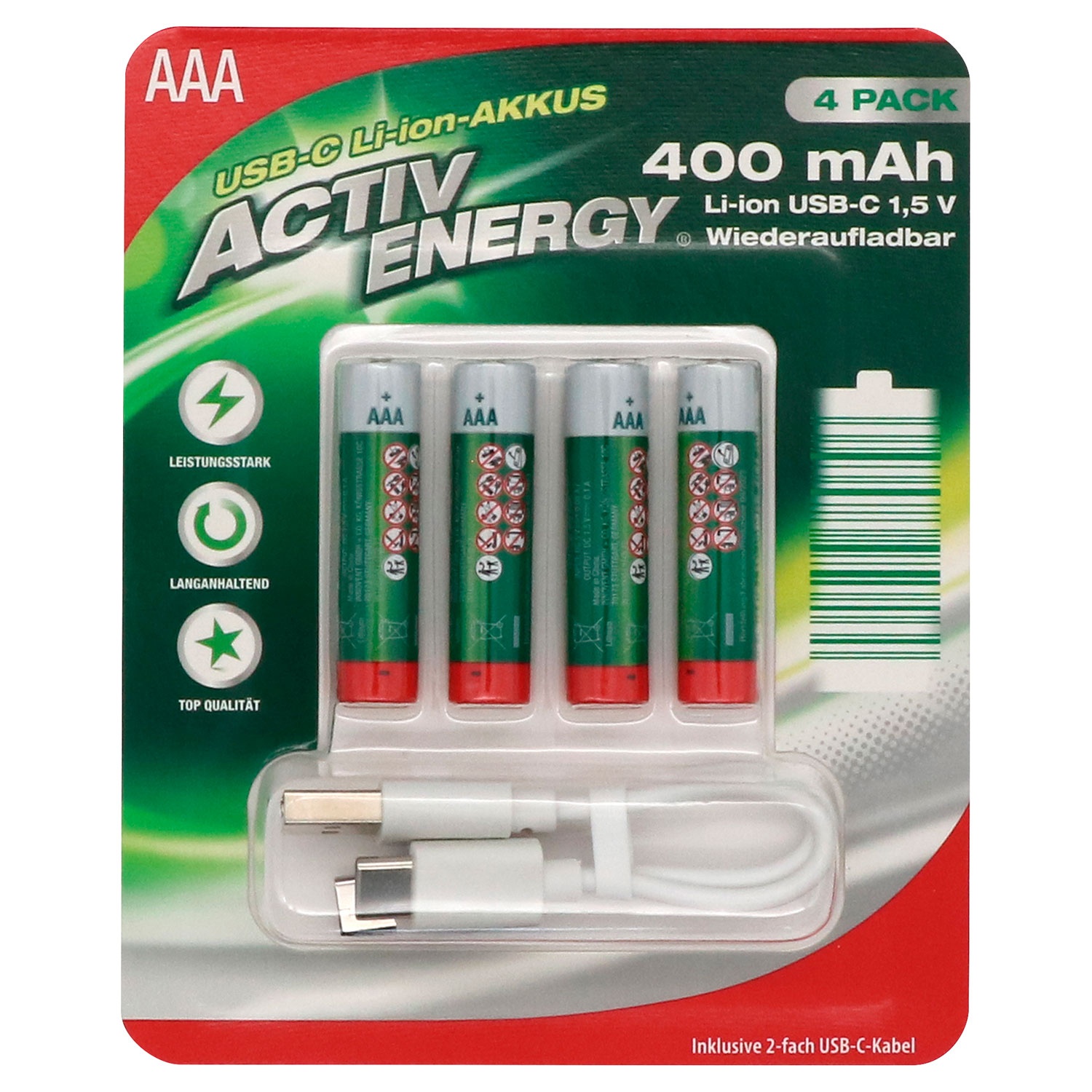 ACTIV ENERGY USB-C-Li-Ion-Akku 1,5 V