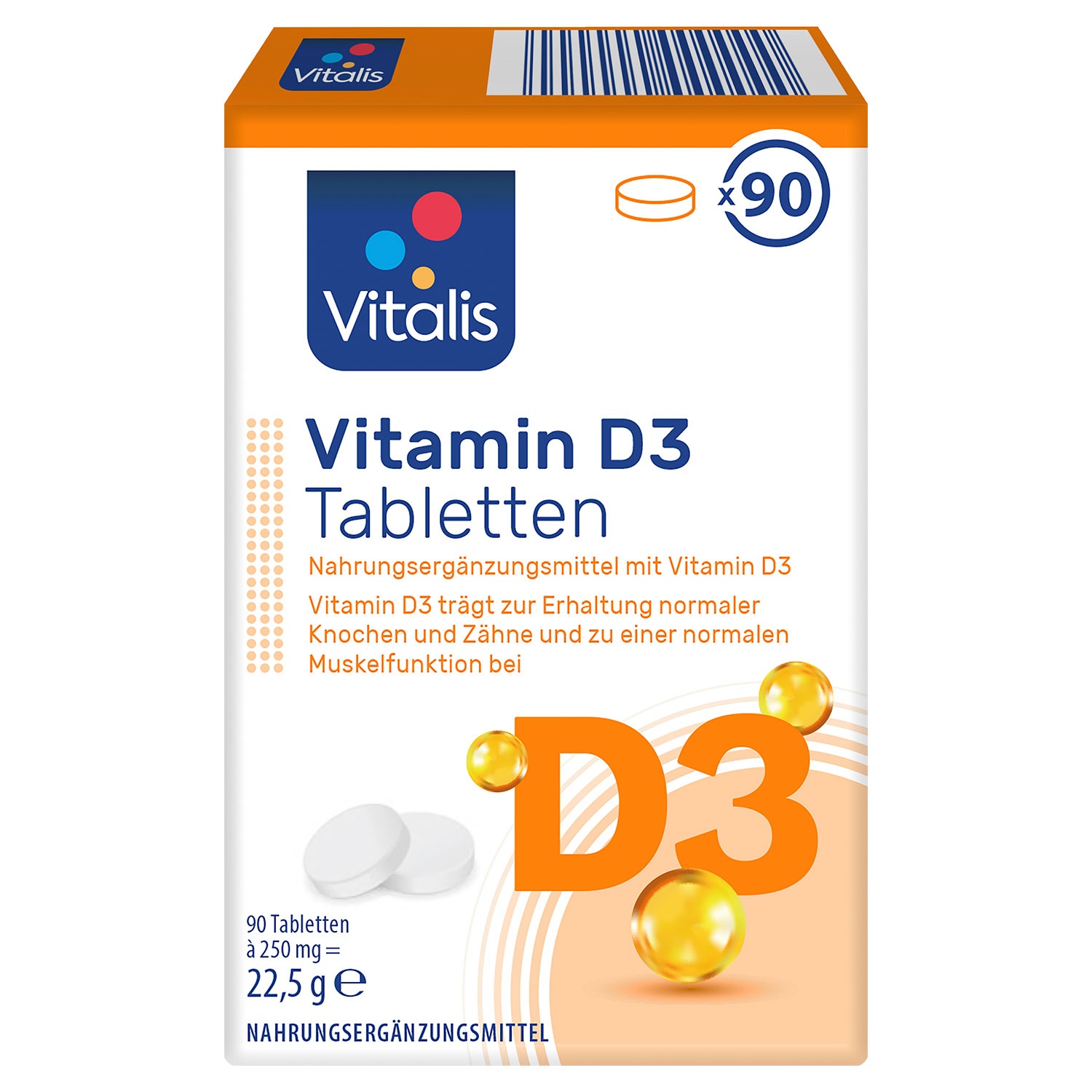 VITALIS Vitamin-D3-Tabletten 22,5 g