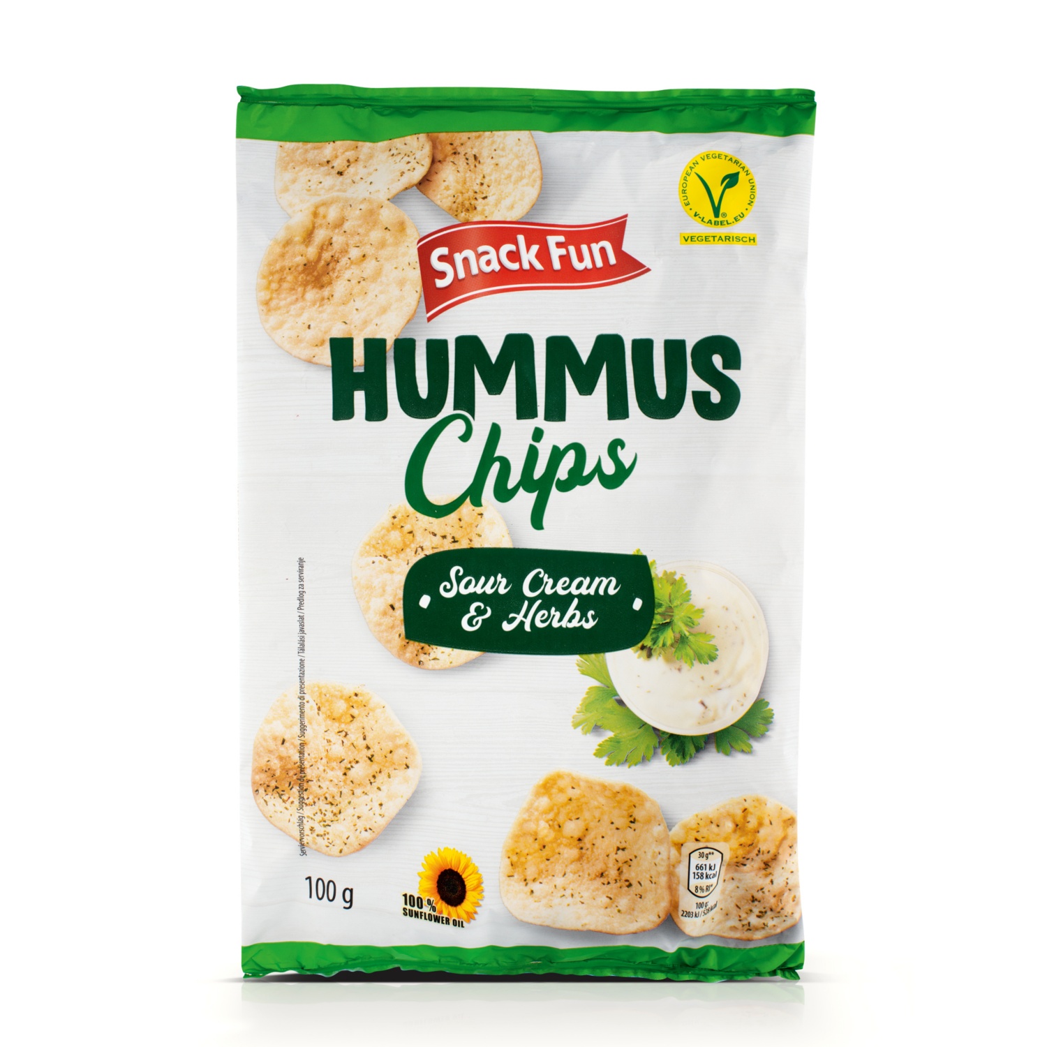 SNACK FUN Hummus chips al gusto sour cream e erbe aromatiche