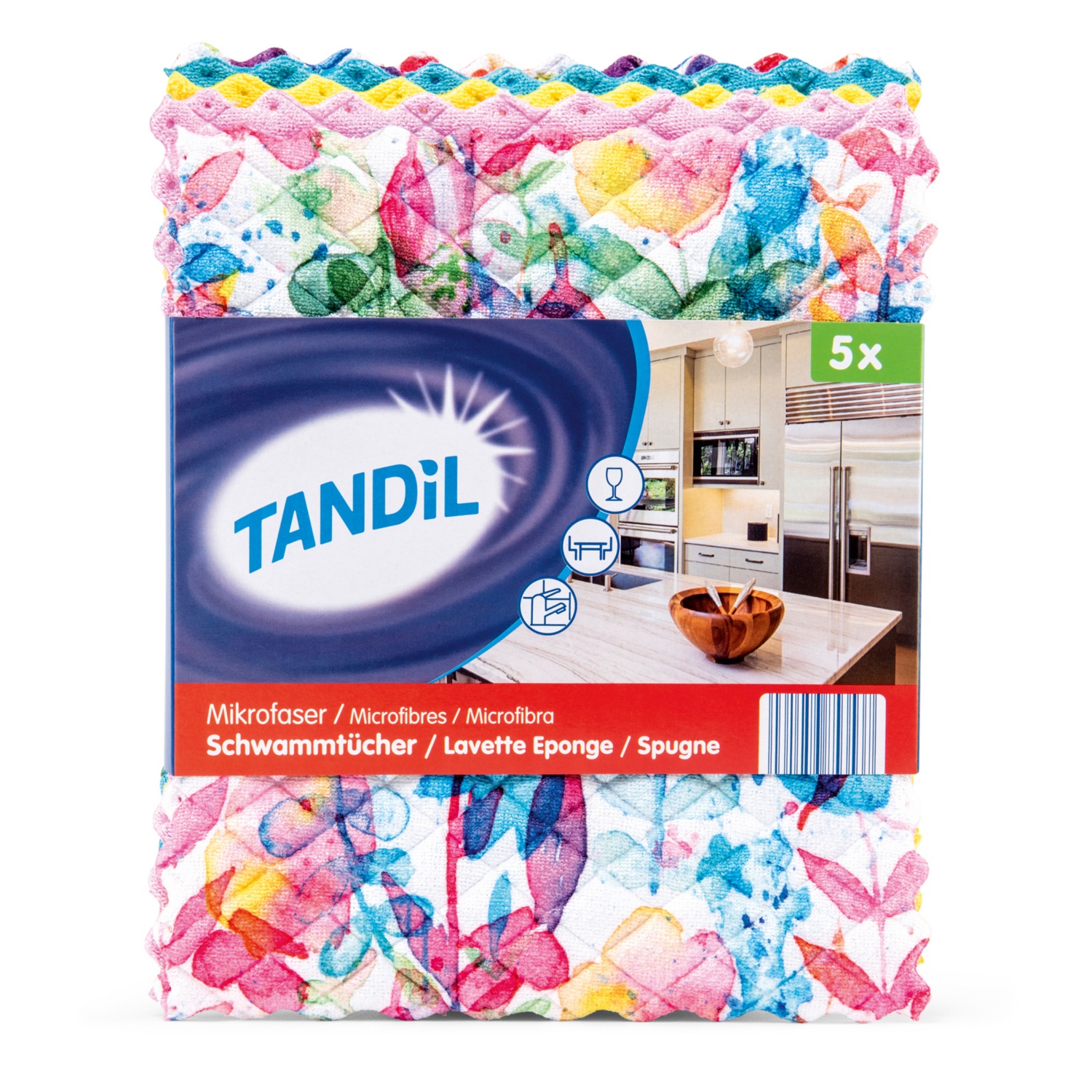 Walfinus 5er Set Mikrofaser Schwammtücher - Wiederverwendbare Spültücher Mit Schaumkern