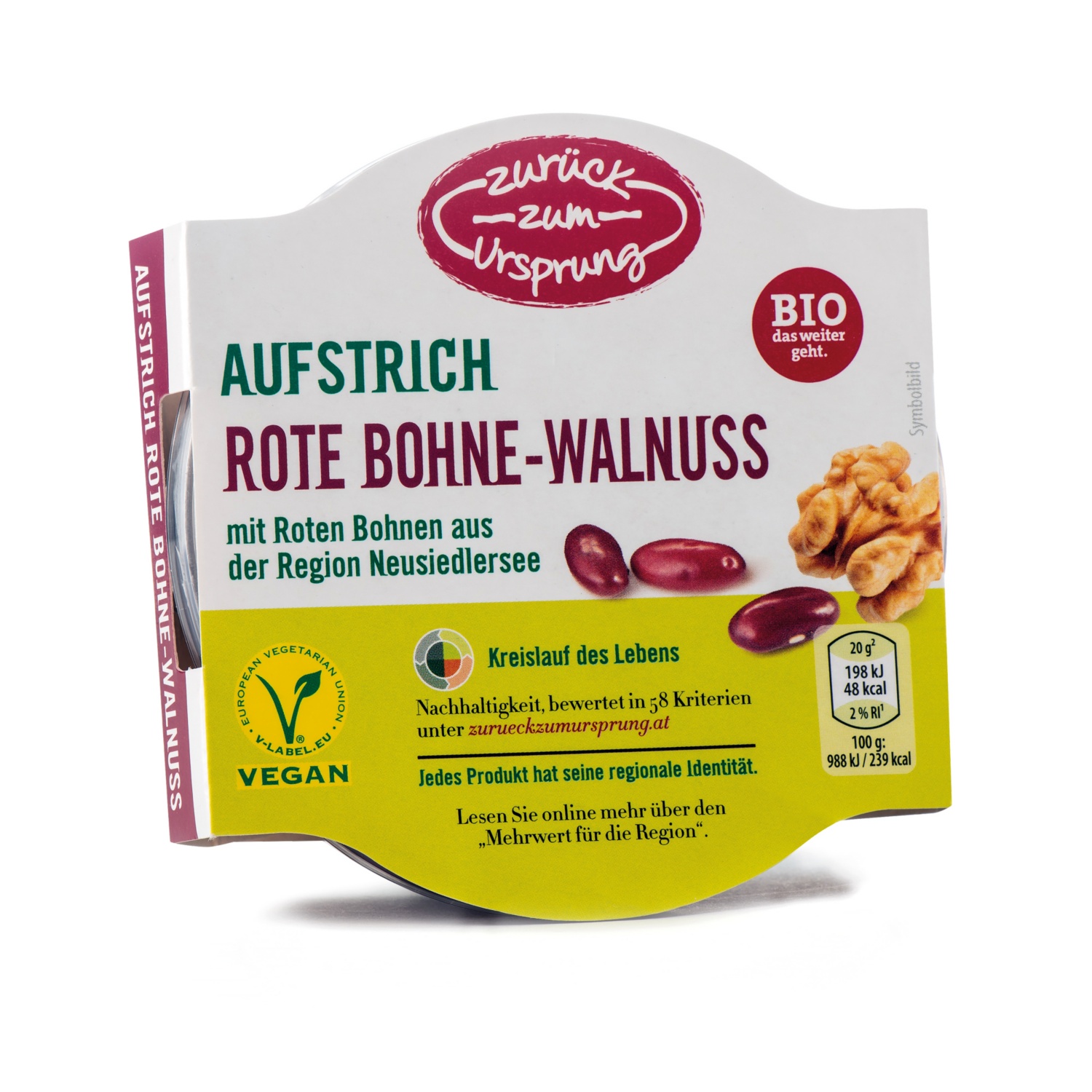 ZURÜCK ZUM URSPRUNG BIO-Veganer Aufstrich, Rote Bohne-Walnuss