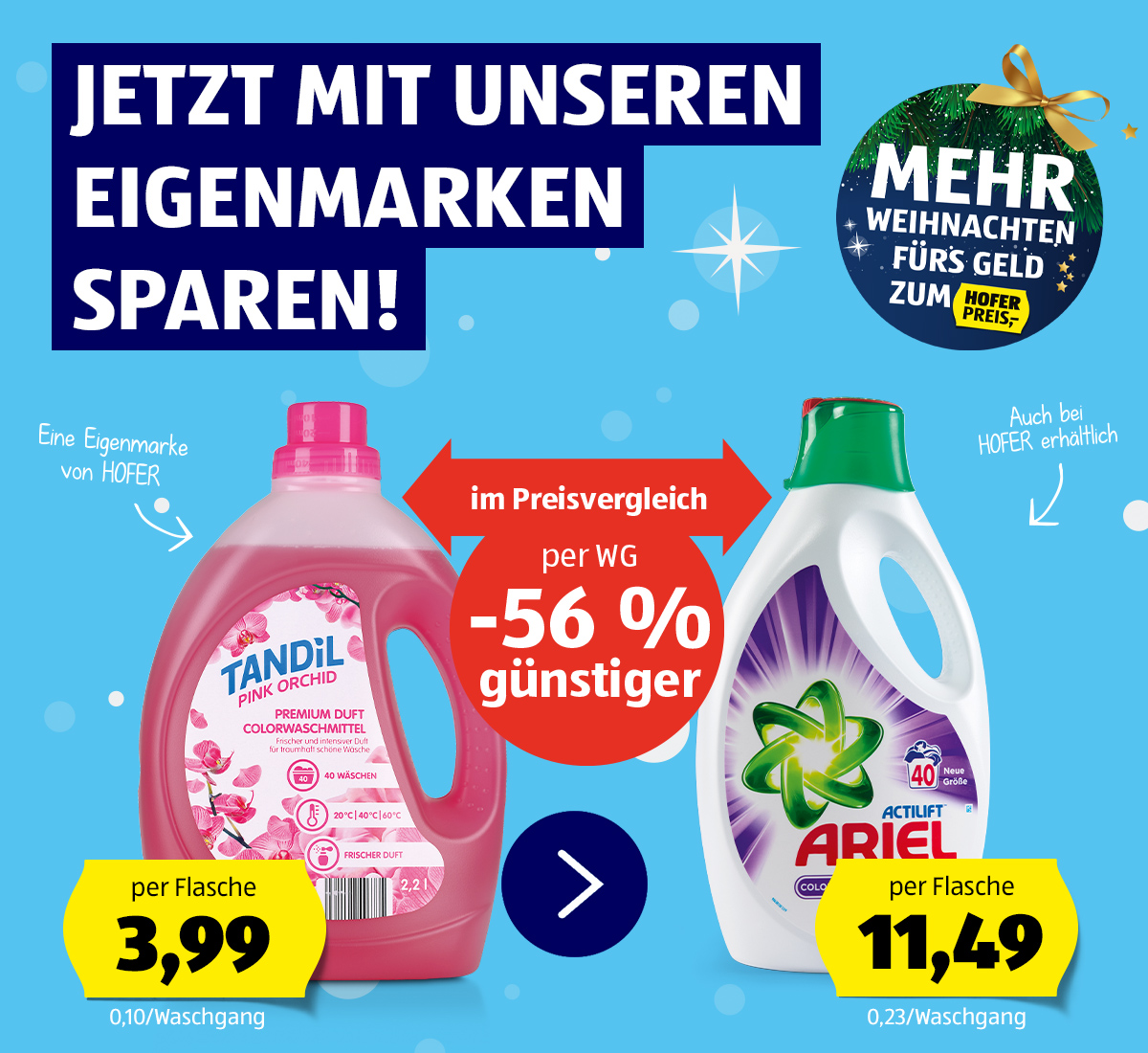 Jetzt mit unseren Eigenmarken sparen. Seit 55 Jahren mehr fürs Geld zum HOFER Preis.