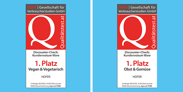 1. Platz Vegan & Vegetarisch sowie 1. Platz Obst & Gemse