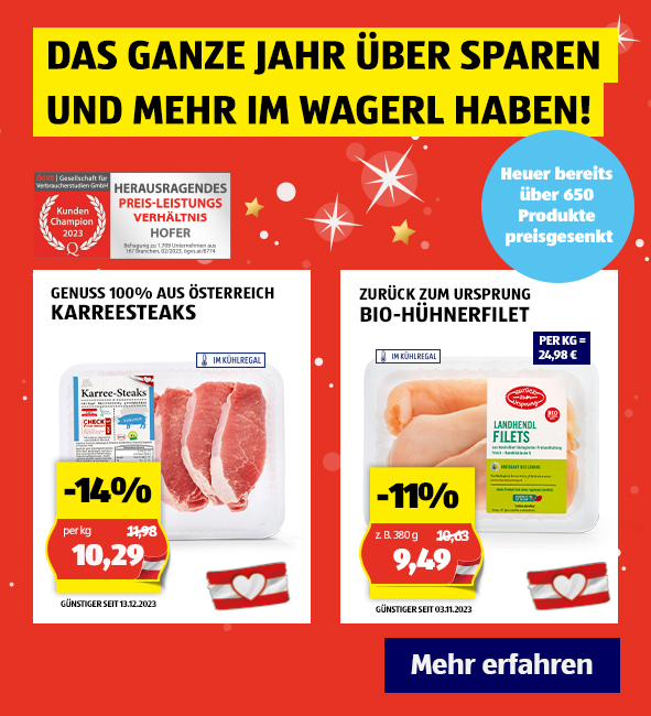 Das ganze Jahr über sparen bei HOFER!