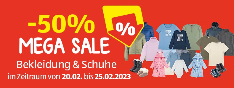 Mega Sale bei HOFER. -50% im Zeitraum von 20.02. bis 25.02.2023.