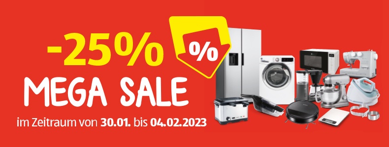 Mega Sale bei HOFER. -25% im Zeitraum von 30.01. bis 04.02.2023.