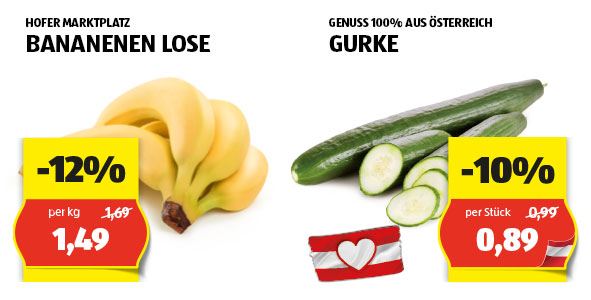 Preisgesenkt: Bananen und Gurken