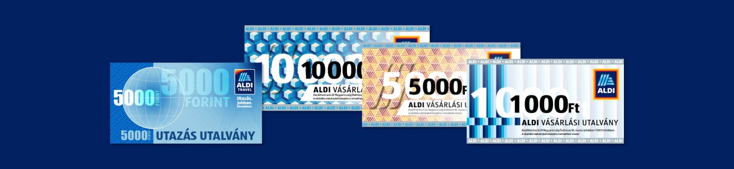ALDI utalványok, vásárlási utalvány, utazás utalvány