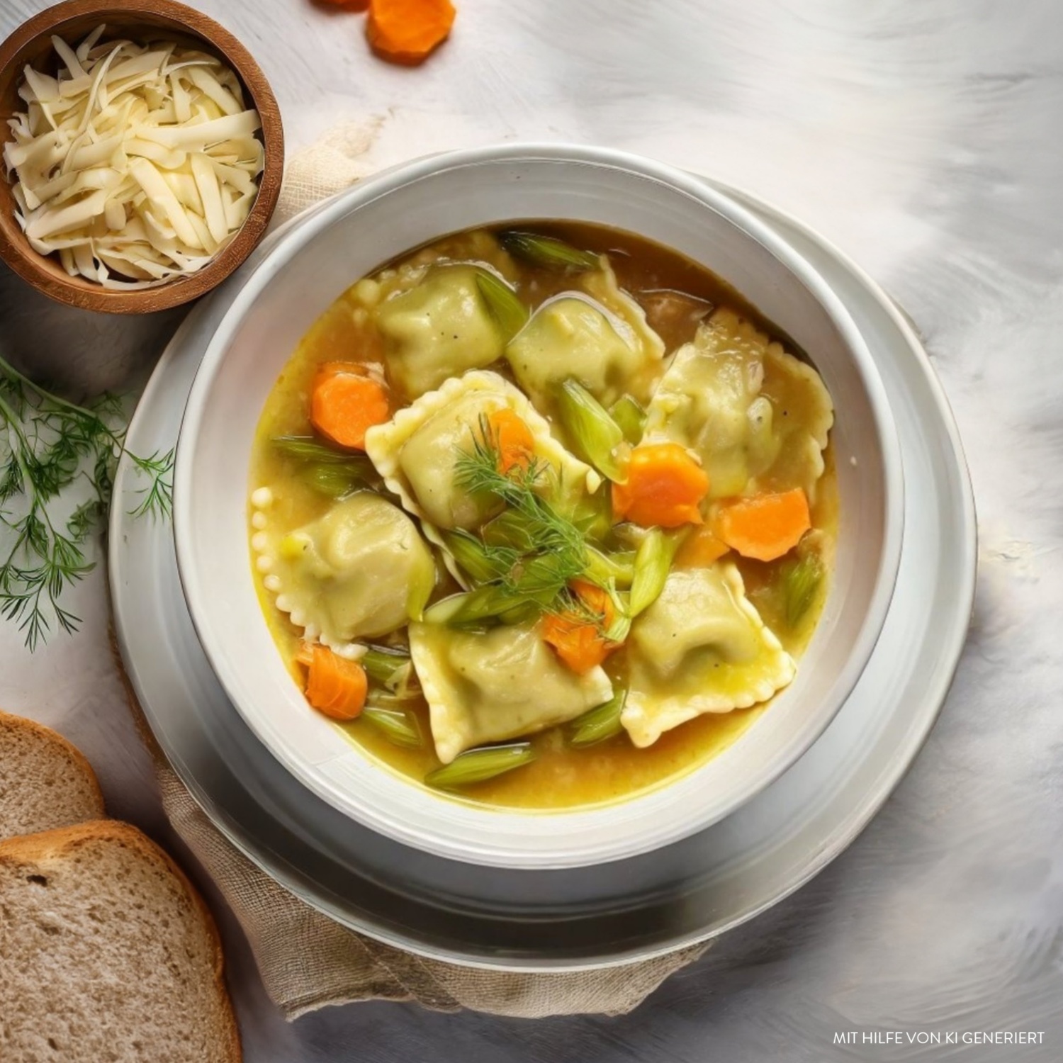 Ravioli-Suppe mit Gemüse