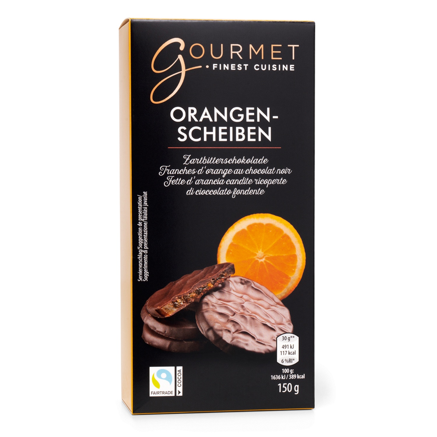 GOURMET Orangenscheiben in Schokolade, Zartbitter
