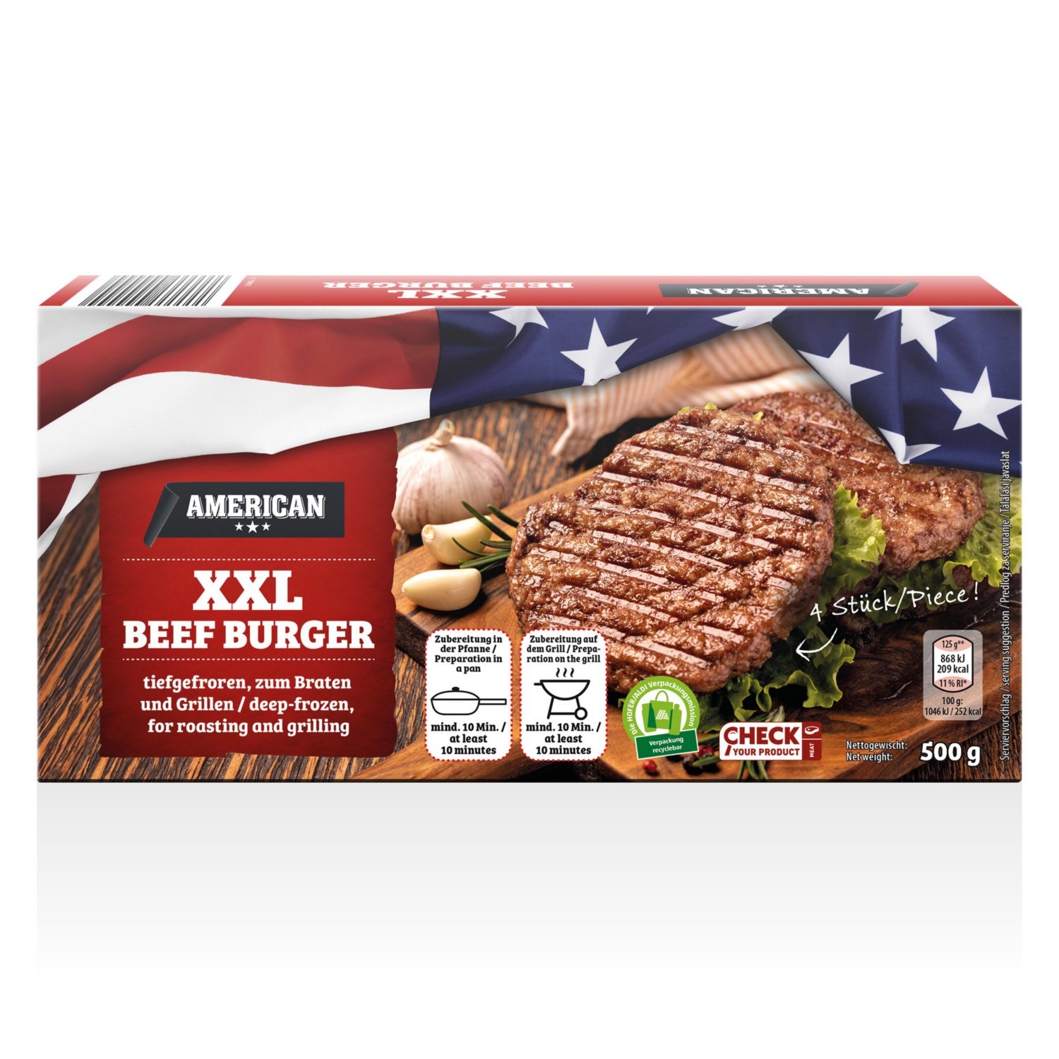 AMERICAN Hamburger marhahúsból, XXL, 500 g