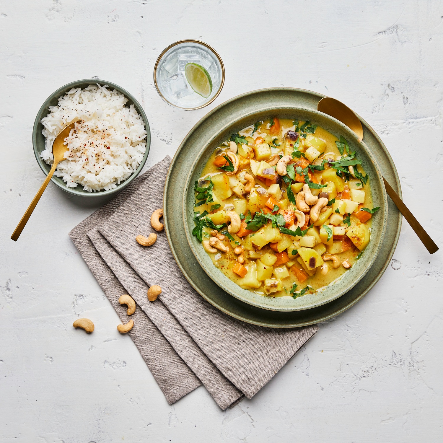 Kartoffel-Sellerie-Curry mit Reis