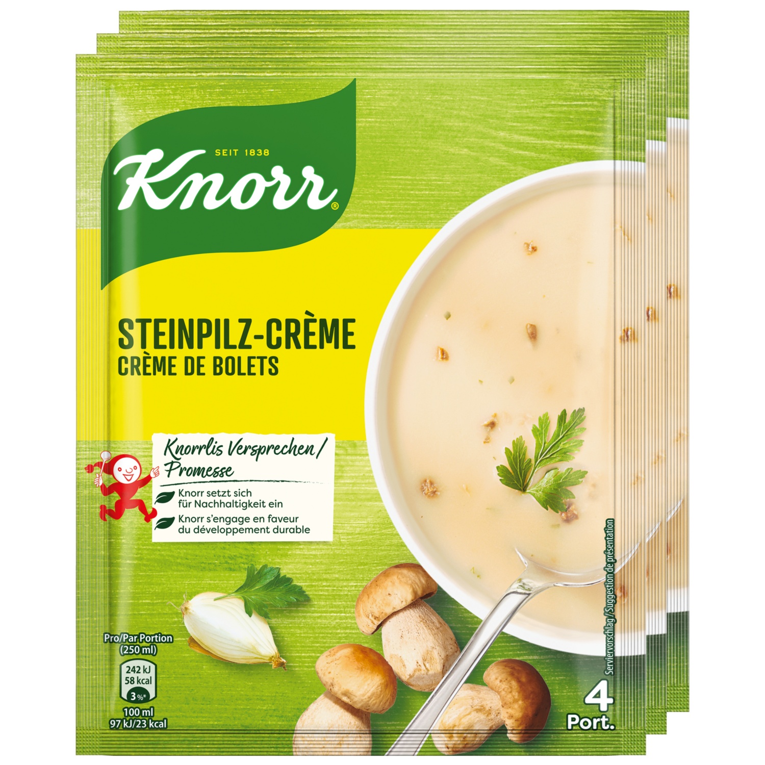 KNORR Trio de soupes en sachet, crème de cèpes