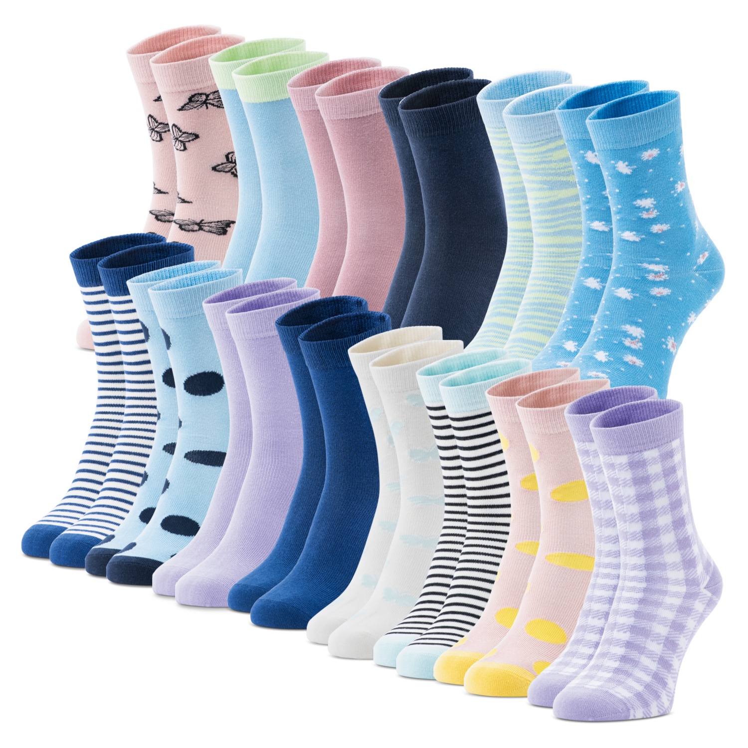 UP 2 FASHION Damen-Socken, Doppelpkg.