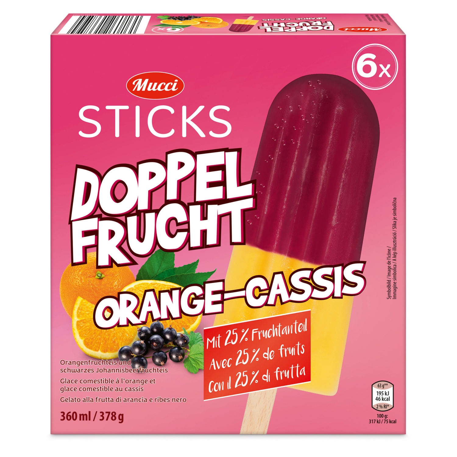 MUCCI Doppelfrucht Stieleis, Orange-Cassis | ALDI SUISSE