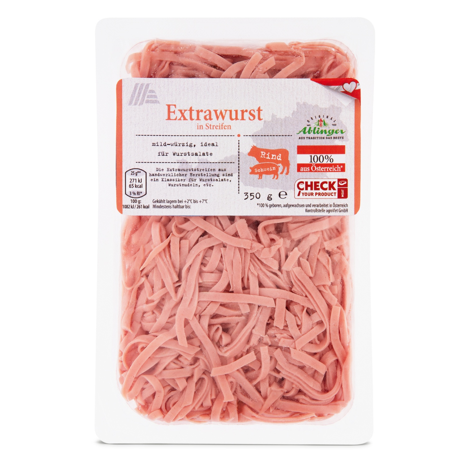 GENUSS 100% AUS ÖSTERREICH Extrawurst in Streifen