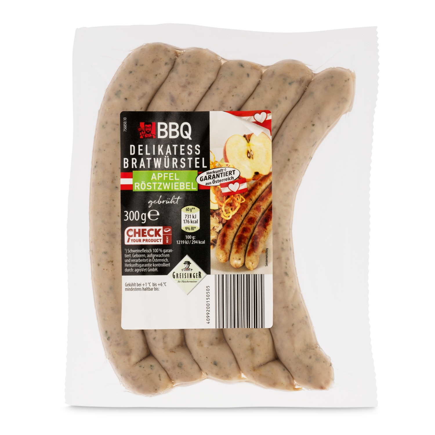 BBQ Delikatess-Bratwürstel, Apfel-Röstzwiebel