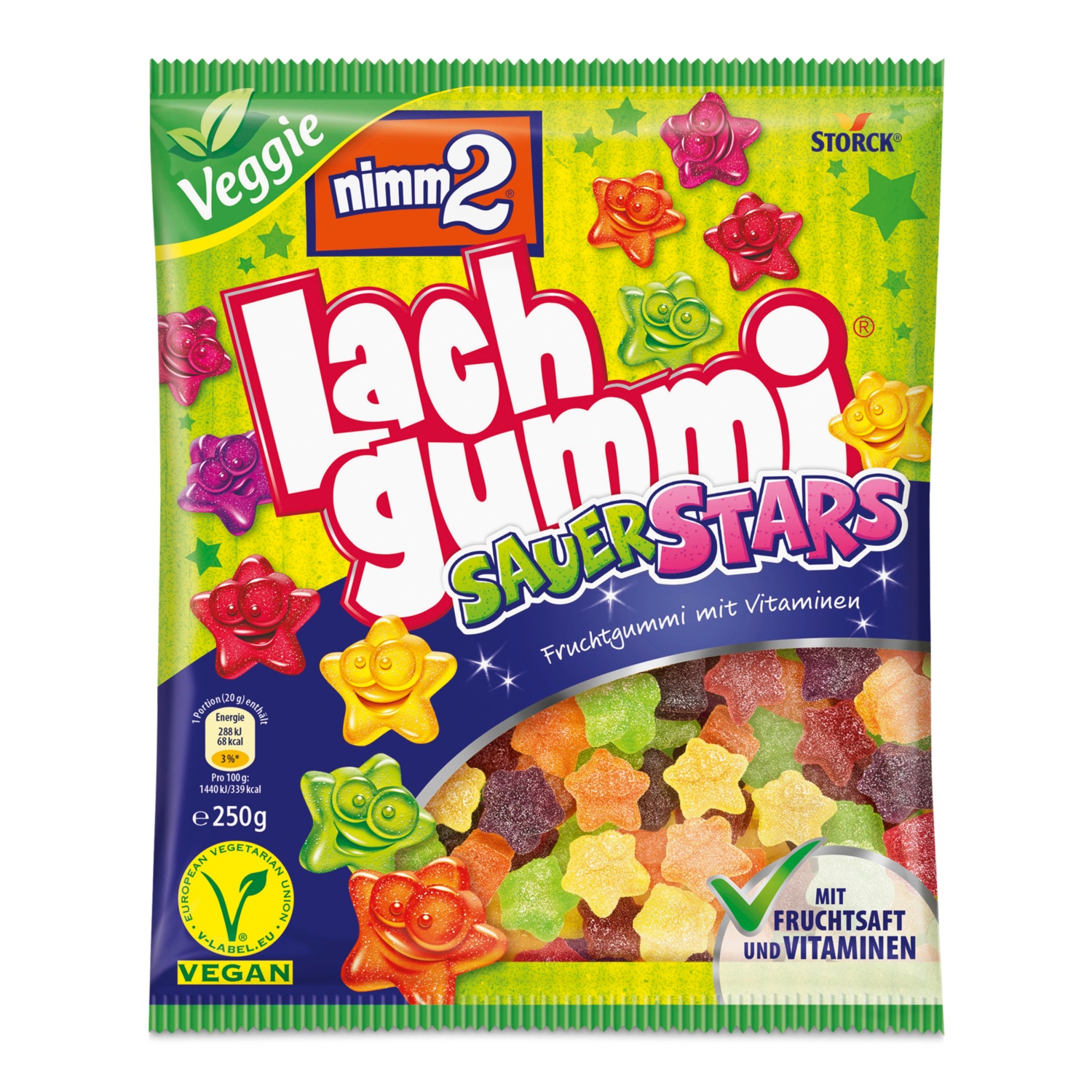 NIMM 2, Nimm 2 Lachgummi Veggie, Saure Stars