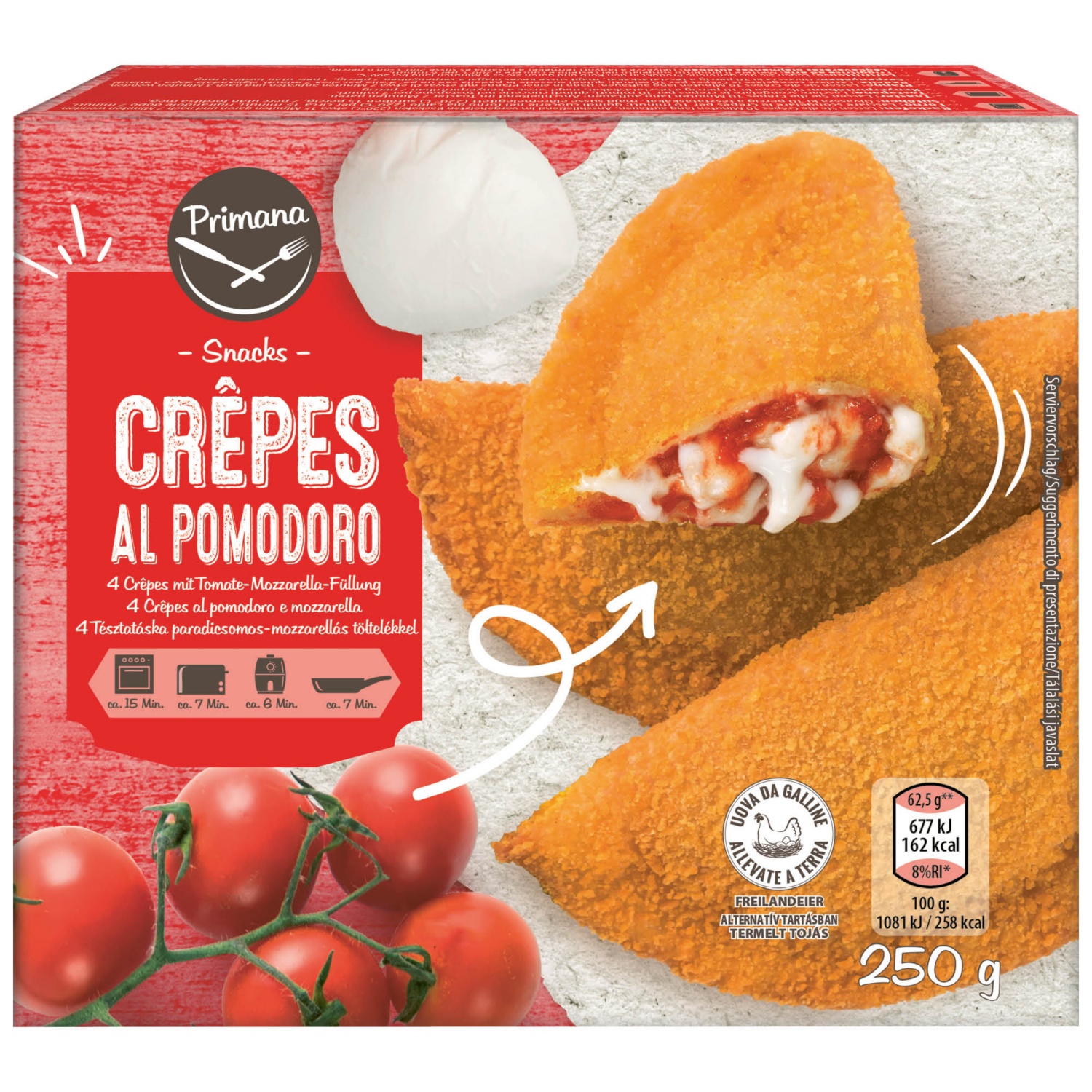 PRIMANA Teigtaschen 250g, Tomate Mozarella