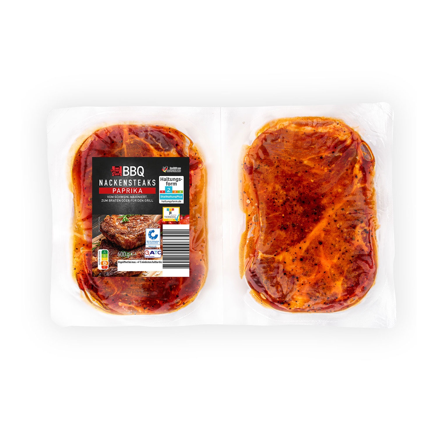 BBQ Nackensteaks, gewürzt 600 g