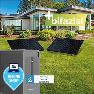 GREEN SOLAR Balkonkraftwerk 800W bifazial inkl. Bodenaufsteller & Wandbefestigung und 2,24 KWh Batterie