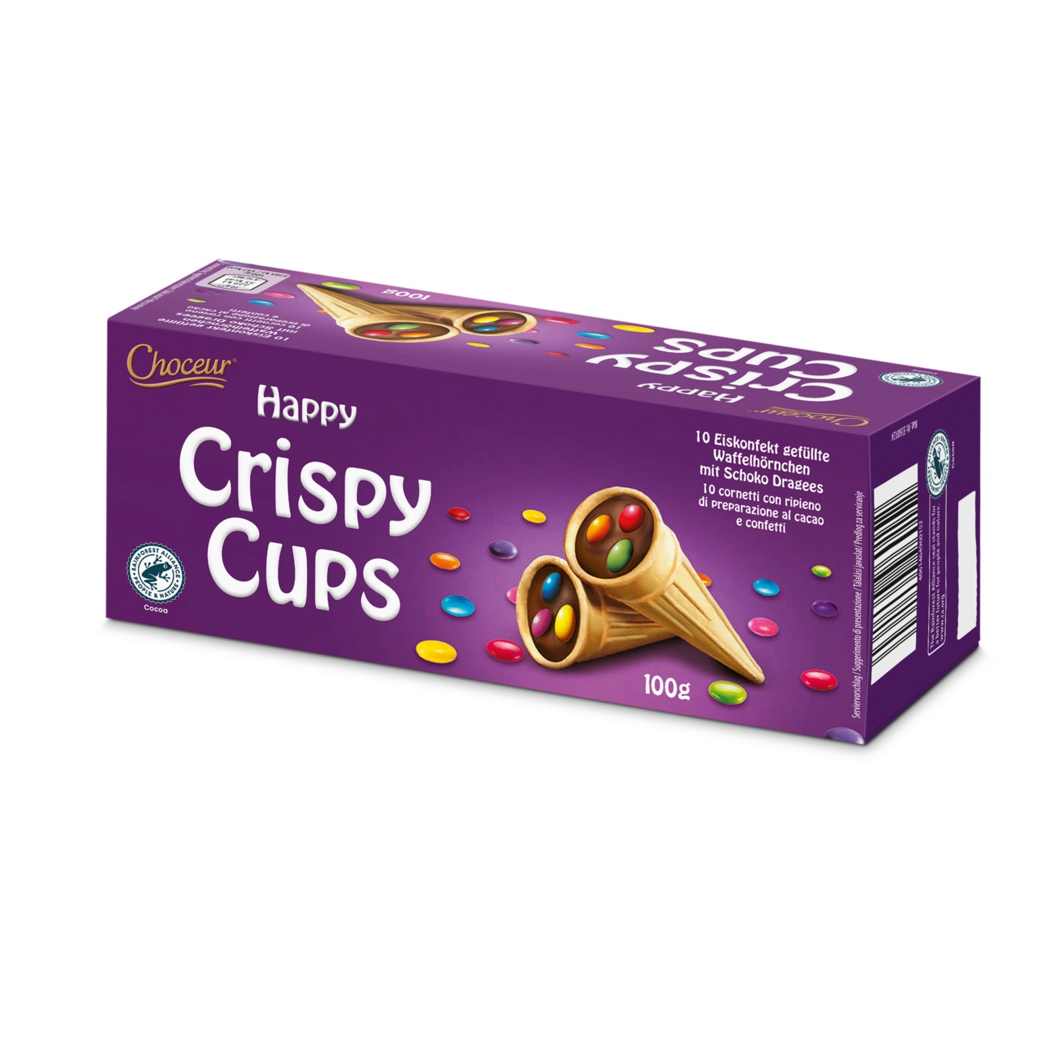 CHOCEUR Happy Crispy Cups, Linsen, 100 g