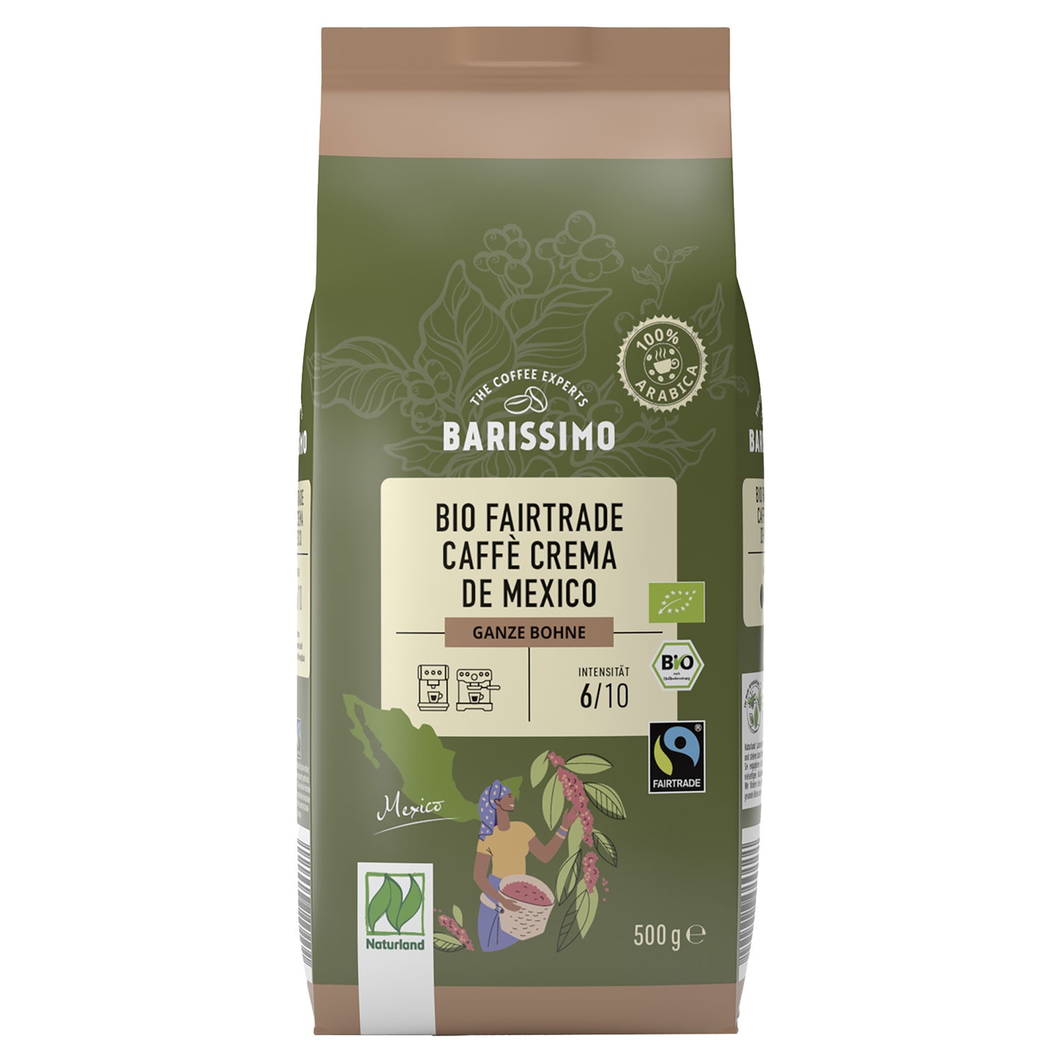 BARISSIMO Naturland Bio-Kaffee 0,5 kg, Ganze Bohne