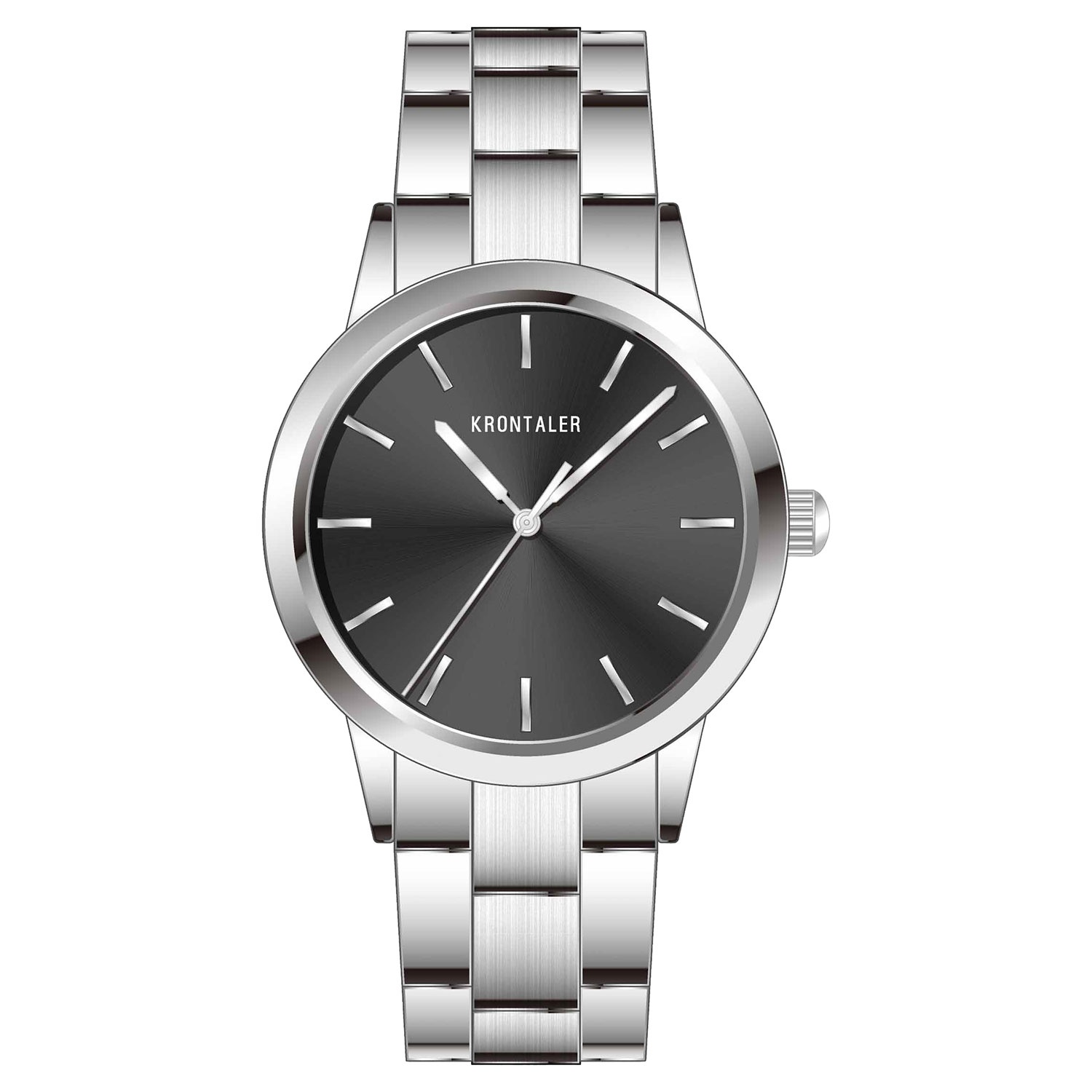 KRONTALER, Armbanduhr Stah, Edelstahl 40mm, Schwarz ALDI SÜD