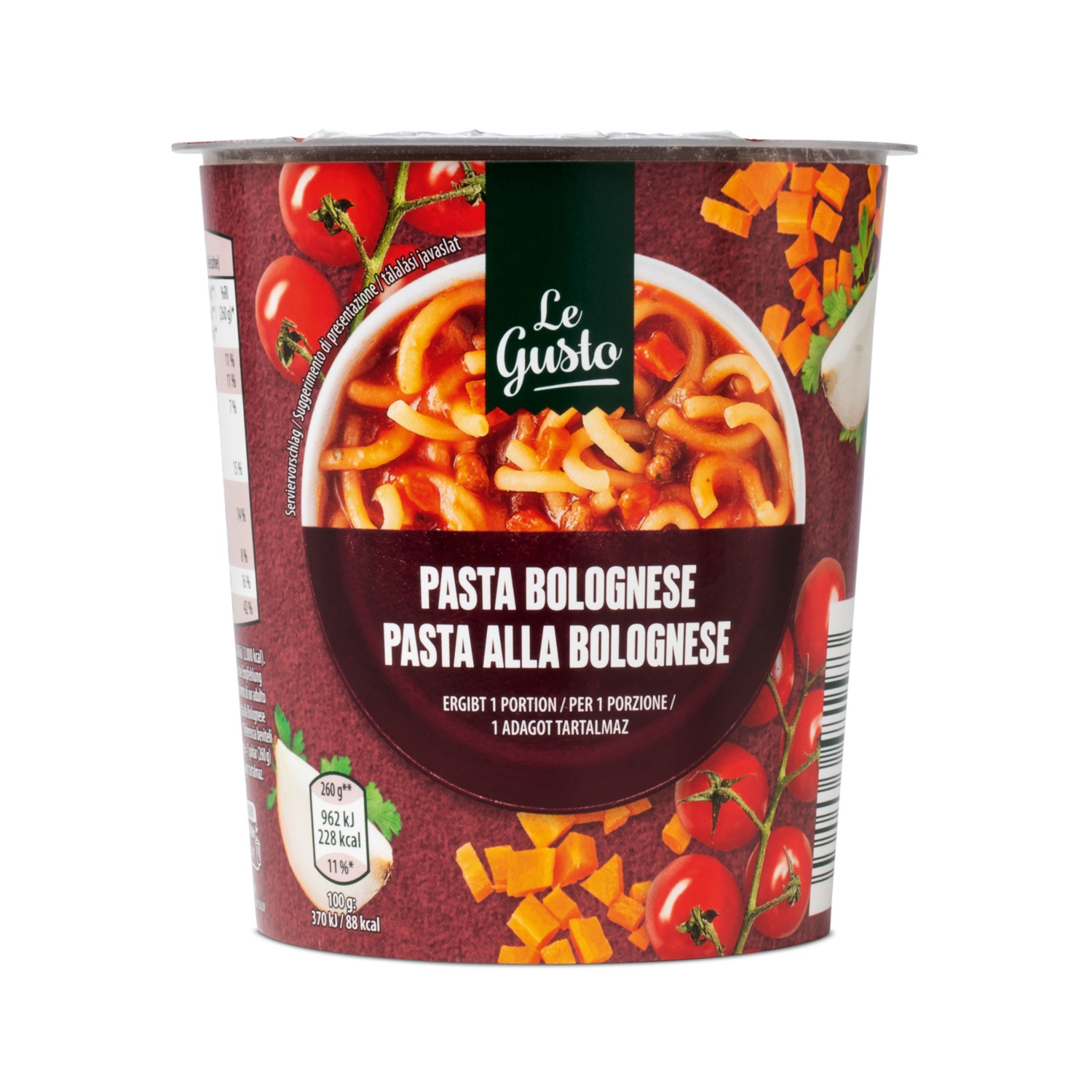LE GUSTO Instant Bechergerichte, Bolognese