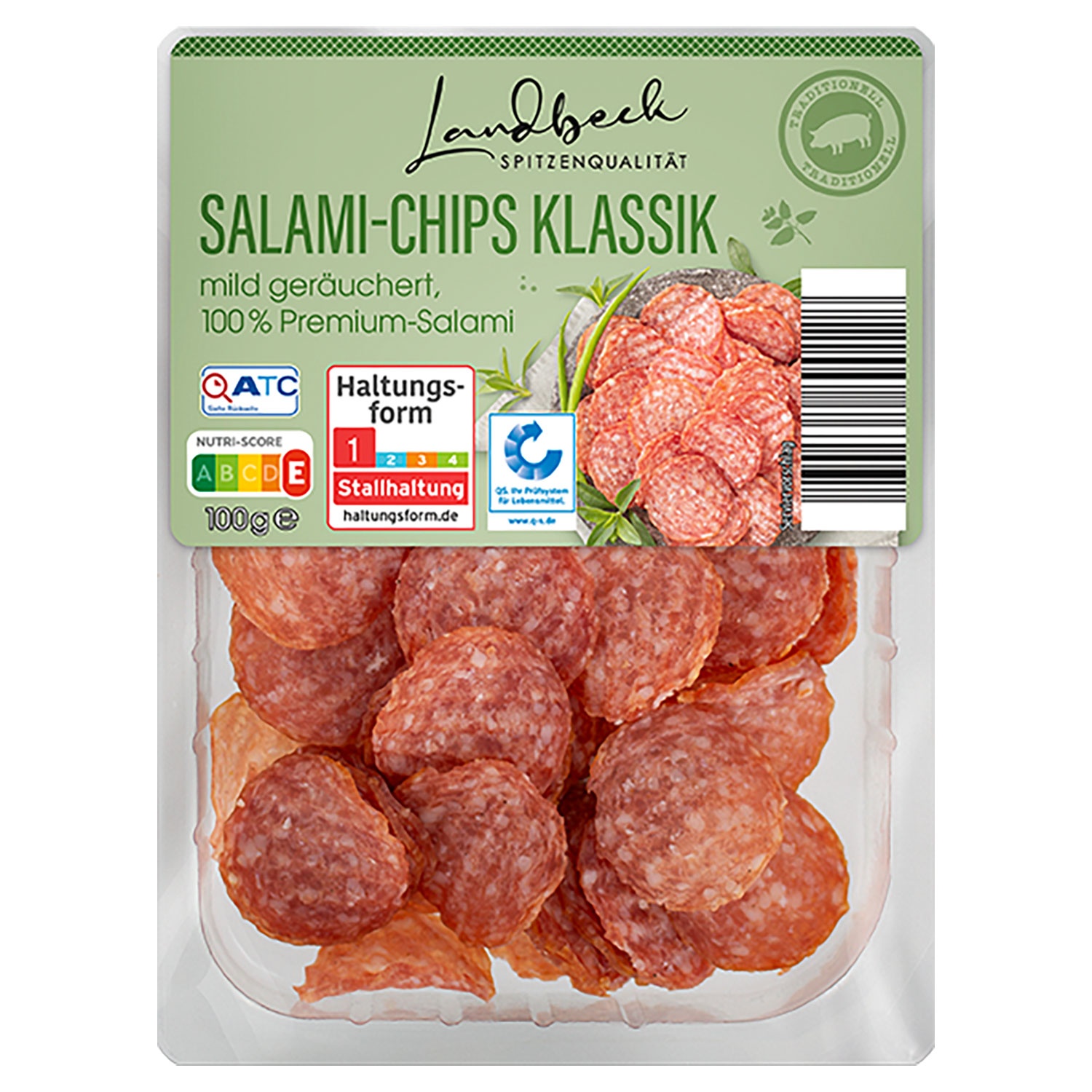 LANDBECK Salami Chips 100 g, Klassik