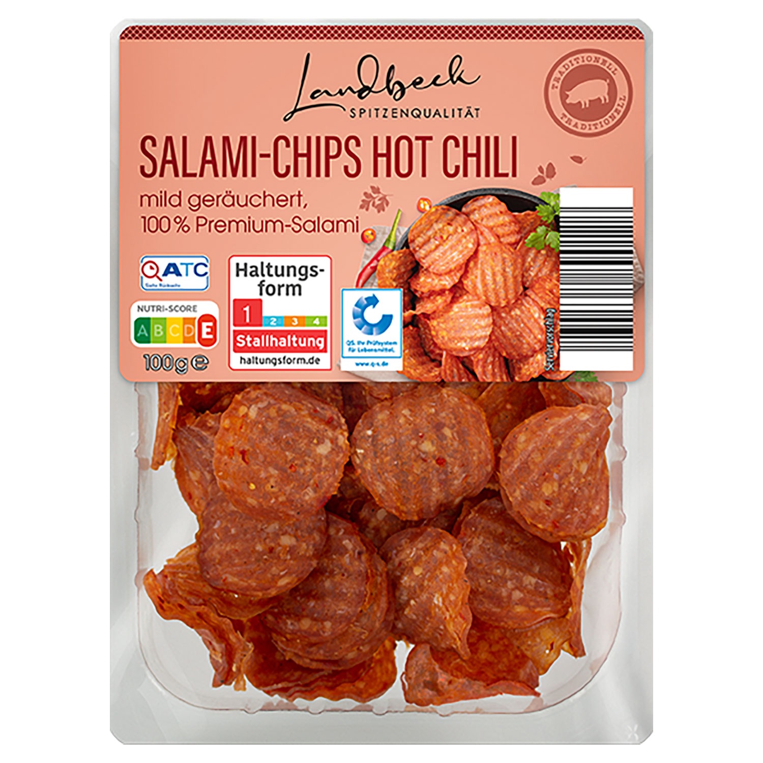 LANDBECK Salami Chips 100 g, Chili