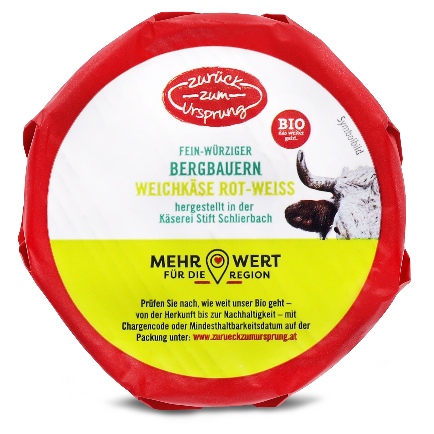 ZURÜCK ZUM URSPRUNG ZURÜCK ZUM URSPRUNG Weichkäse, Brie mit Rot-Weiß