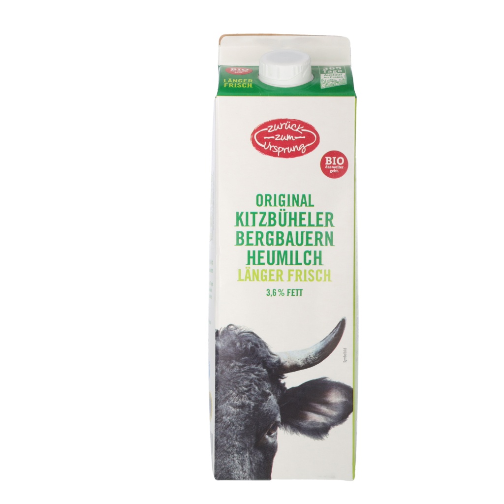 ZURÜCK ZUM URSPRUNG BIO-Bergbauern länger frisch Vollmilch 3,6 % Fett*
